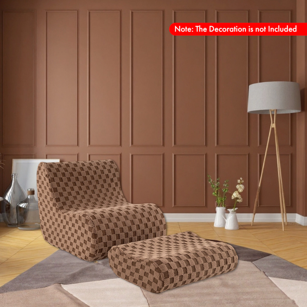 Hivvago Comfortable Bean Bag Chair with Matching Ottoman and High-Resilience Sponge Filling