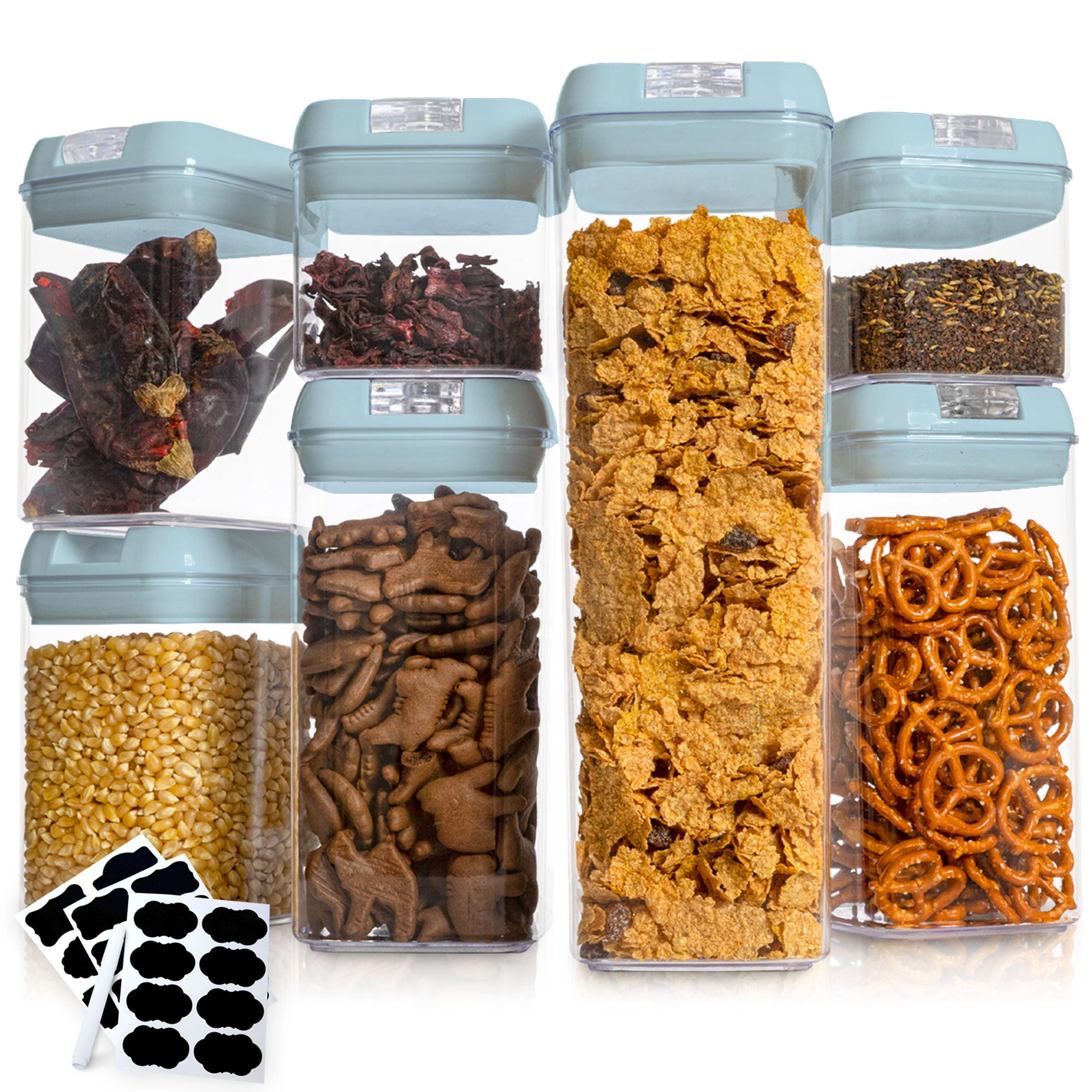 Cheer Collection Set of 7 Airtight Food Storage Containers plus Dry Erase