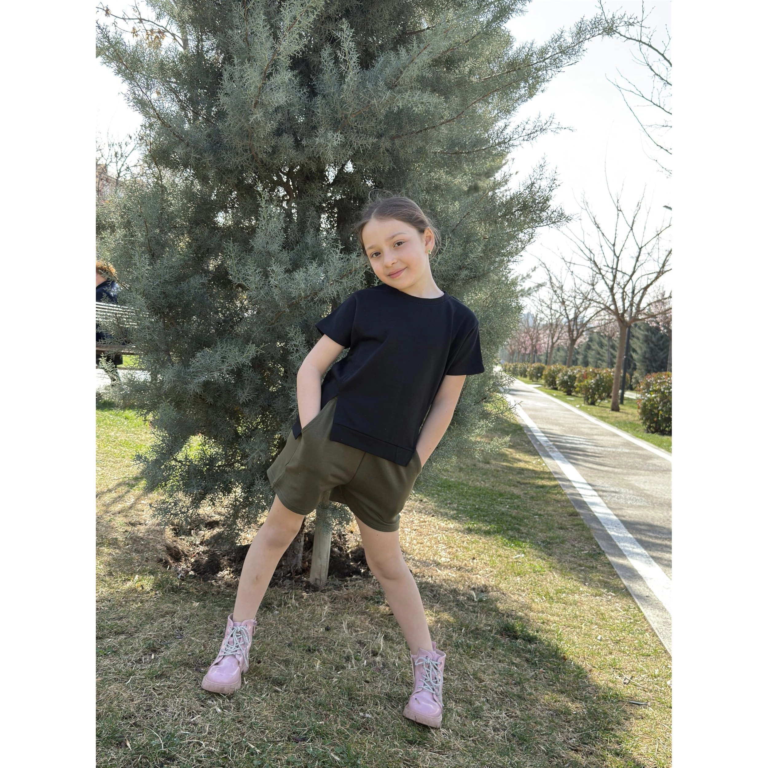 Arshiner Girls Piece Outfit Short Sleeve Highlow Hem Tshirt And Shorts For Everyday Wear Tiedye