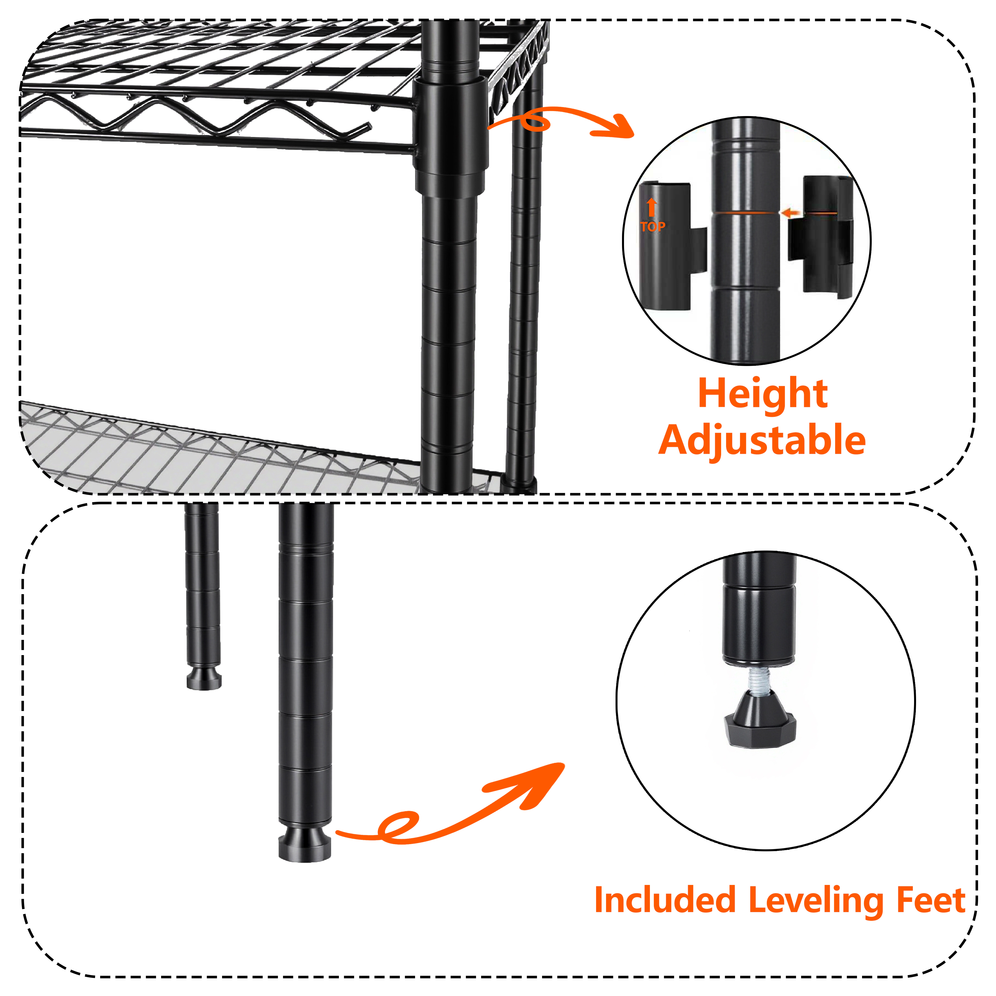 Flynama 3 Tier Wire Shelving 1050lbs 48L x 18D x 96H in Set of 2 with Liners Adjustable Heavy Duty Storage in Black