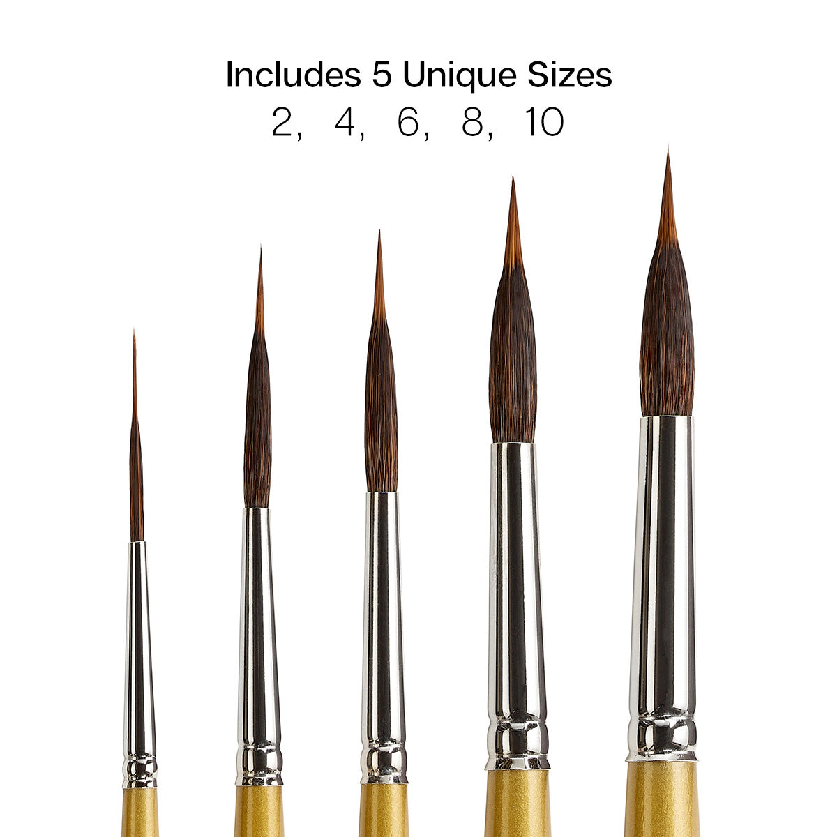 KINGART Original Gold 9035 Round Needle Point Brush Set - 5 pcs