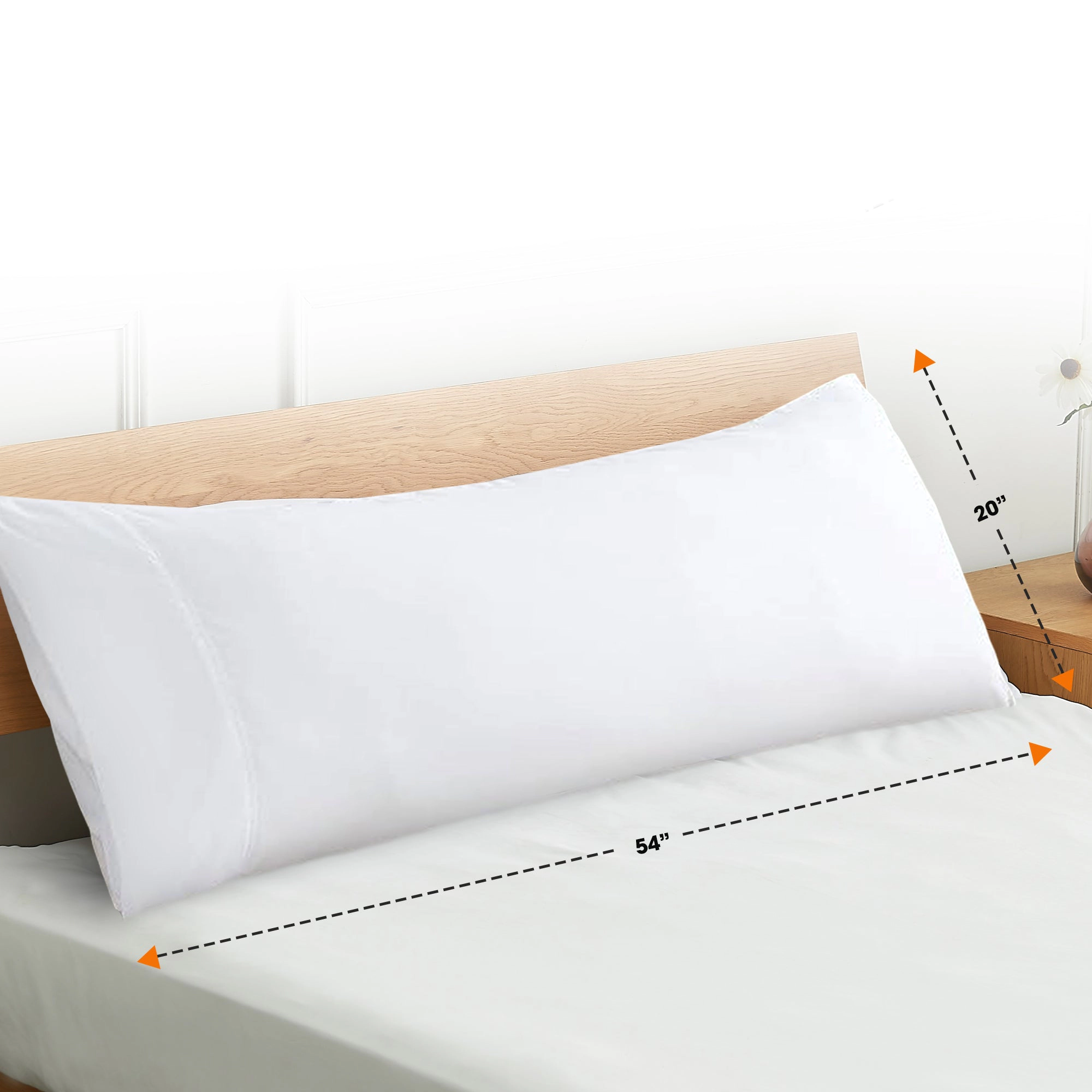 Cheer Collection Body Pillow Cover, 20"x54" Zippered Pillowcase with Ties