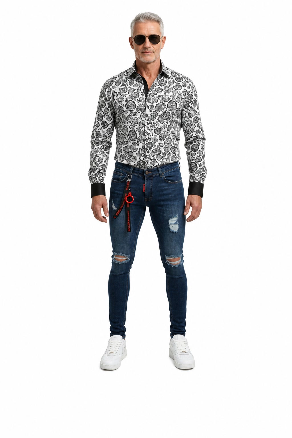 Elie Balleh Men's Modern Slim Fit Ripped Skinny Jeans
