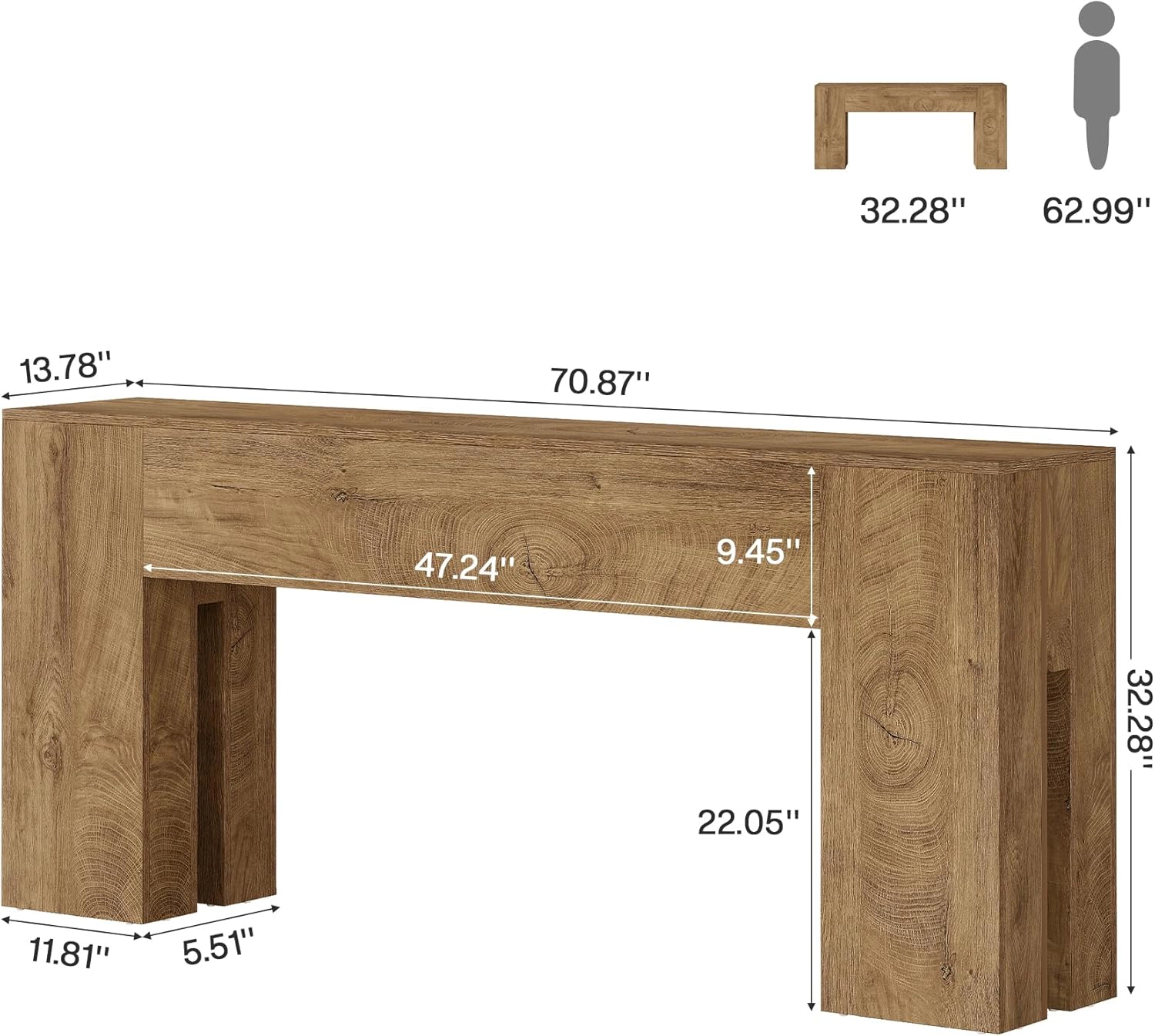 Tribesigns 70.8" Wooden Console Table, Sturdy Sofa Hallway Table