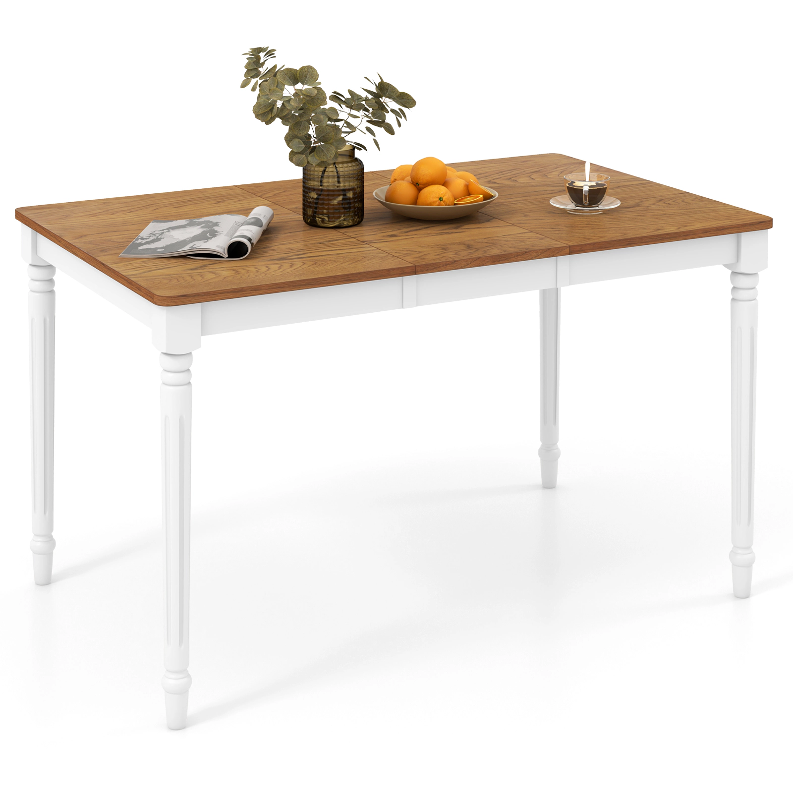 LJG Extendable Dining Table with Rubber Wood Legs for 4-8 People