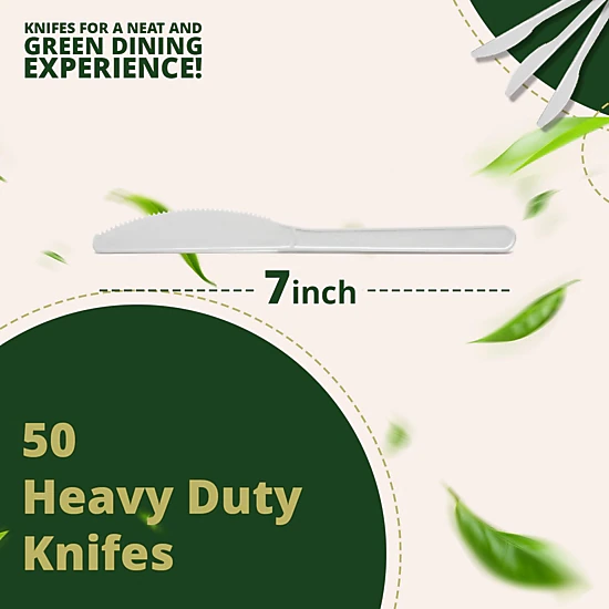 Naturawave Compostable Knives, Recycled Bagasse, White, 50 Count