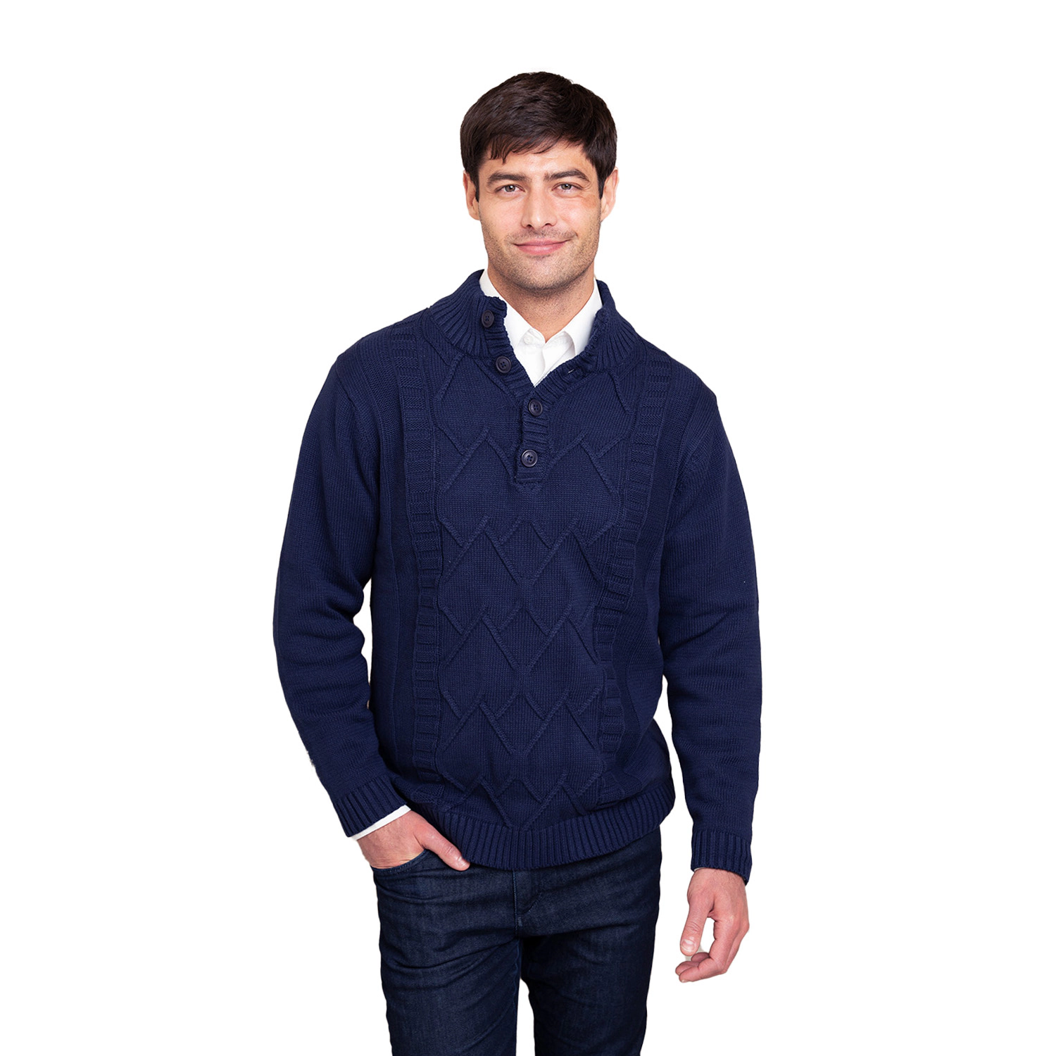 Gioberti Men's 100% Cotton Button Down Collar Knitted Pullover Sweater