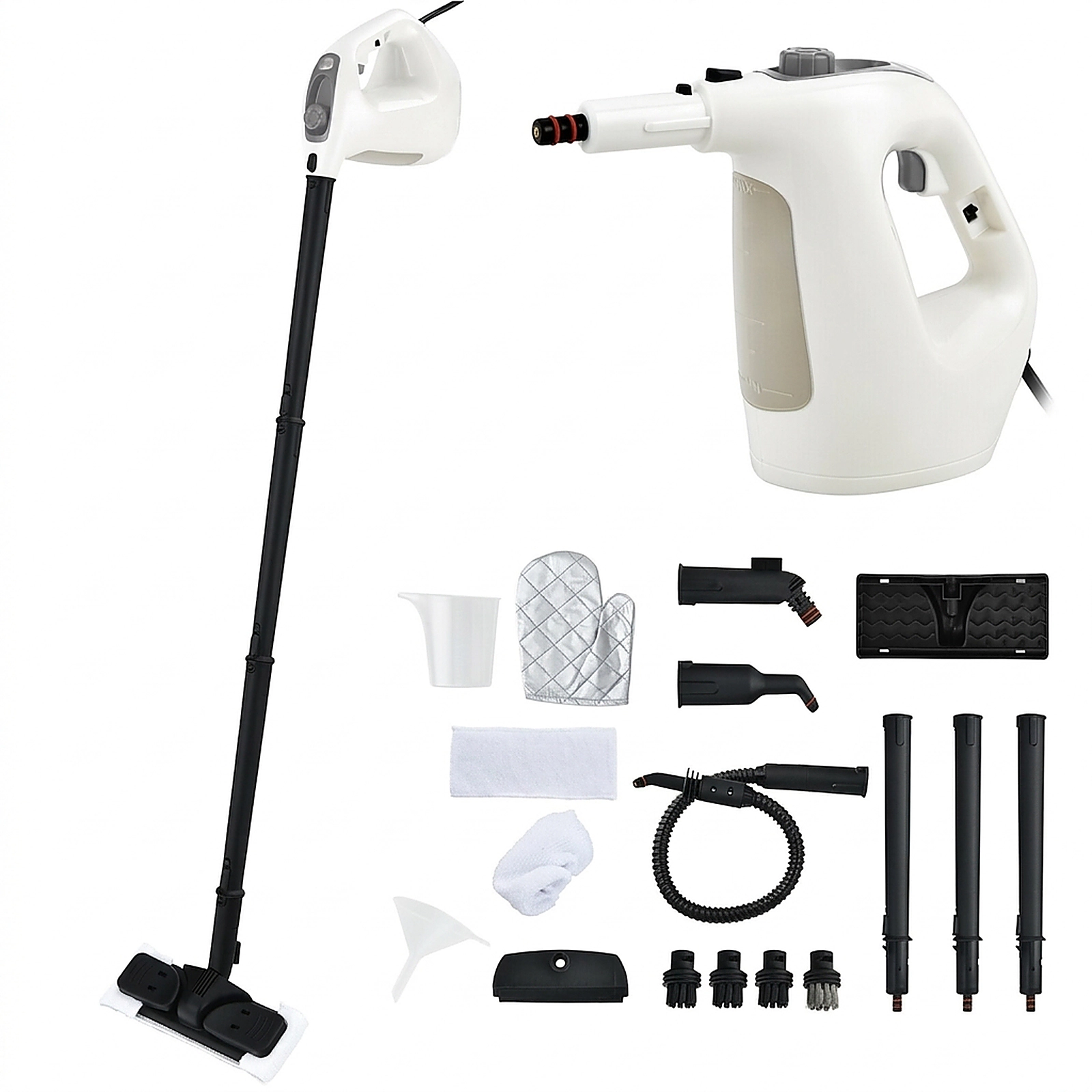 SUGIFT Gray Handheld Steam Cleaner with 14-Piece Accessory Kit and 16.5-ft Cord 1400W 13-in W 5-in D 9.5-in H