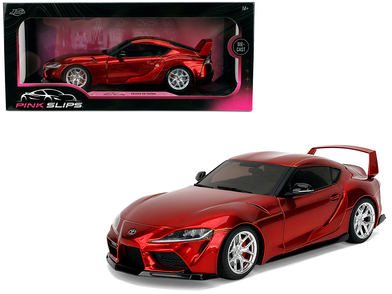 Jada Toyota GR Supra Red Metallic "Pink Slips" Series 1/18 Diecast Model Car by Jada