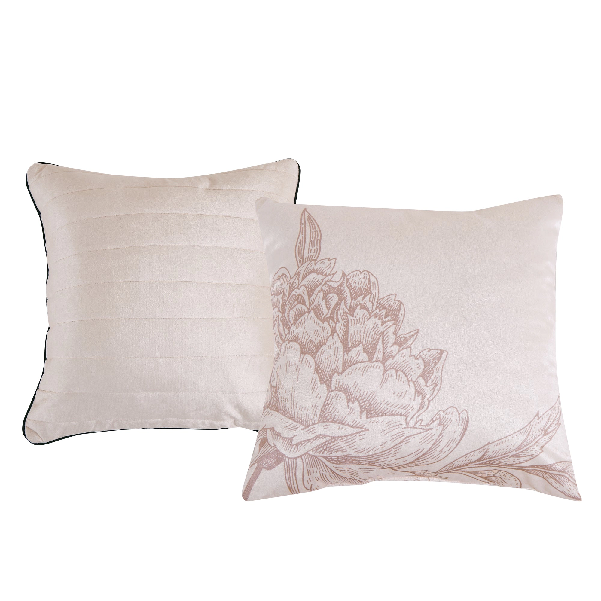 MarCielo Blush Floral 5-Piece Velvet Comforter Set with Sherpa Backing
