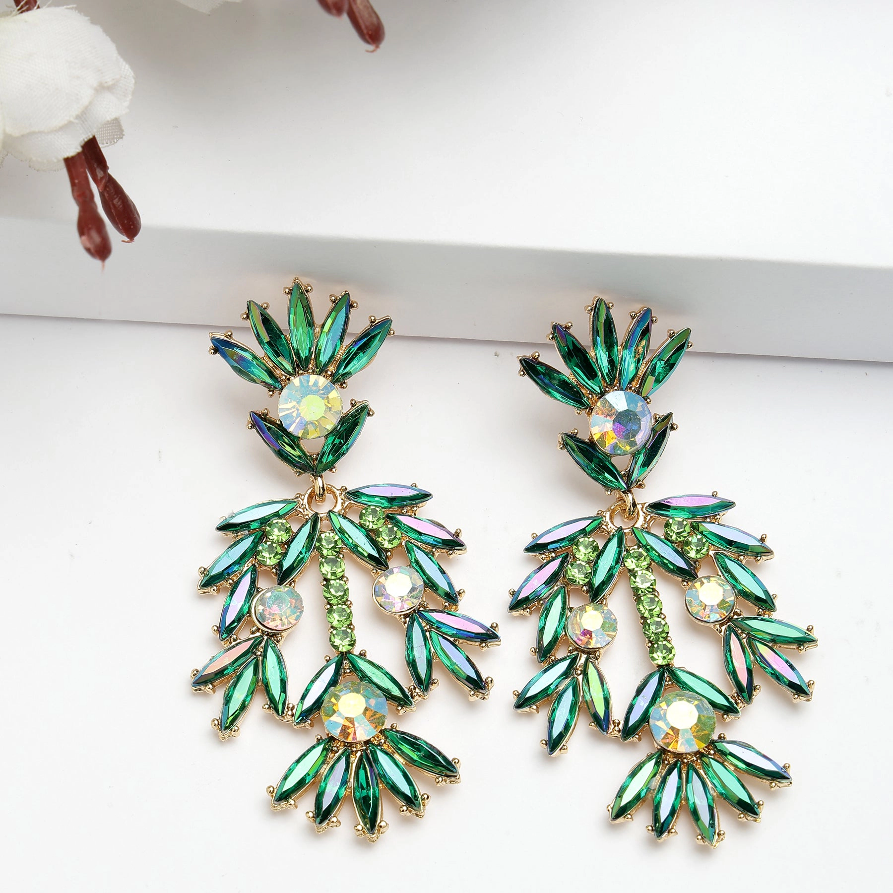 AGP PARIS Womens Diva Collection Fancy Floral Plume Drop Earrings