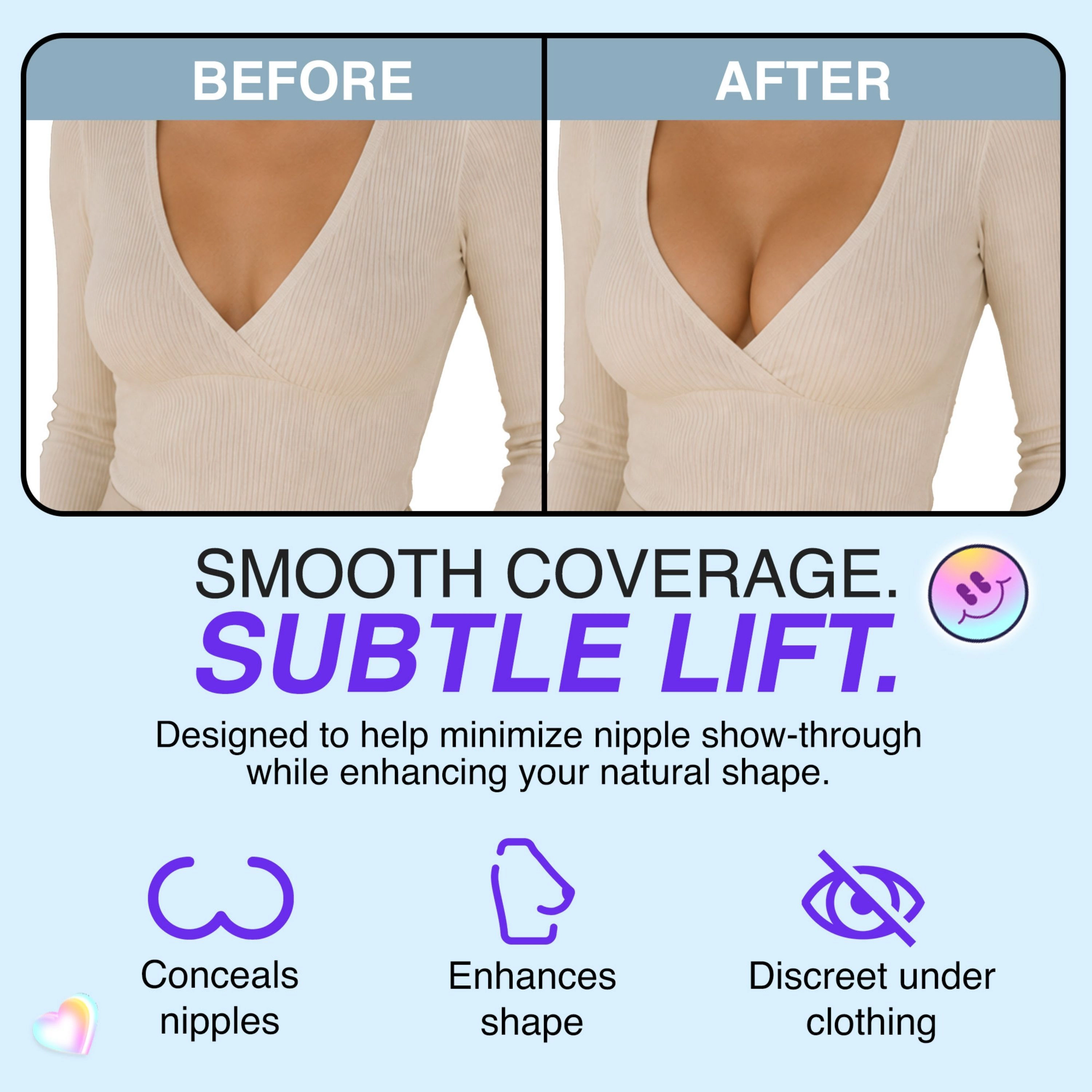 LECHERY Women's Allstick Push Up Nipple Covers Reusable Sticky Silicone Adhesive Pasties