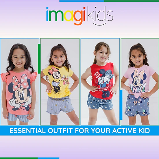 Disney Minnie Mouse Girls' Graphic T-Shirt and Chambray Shorts Set