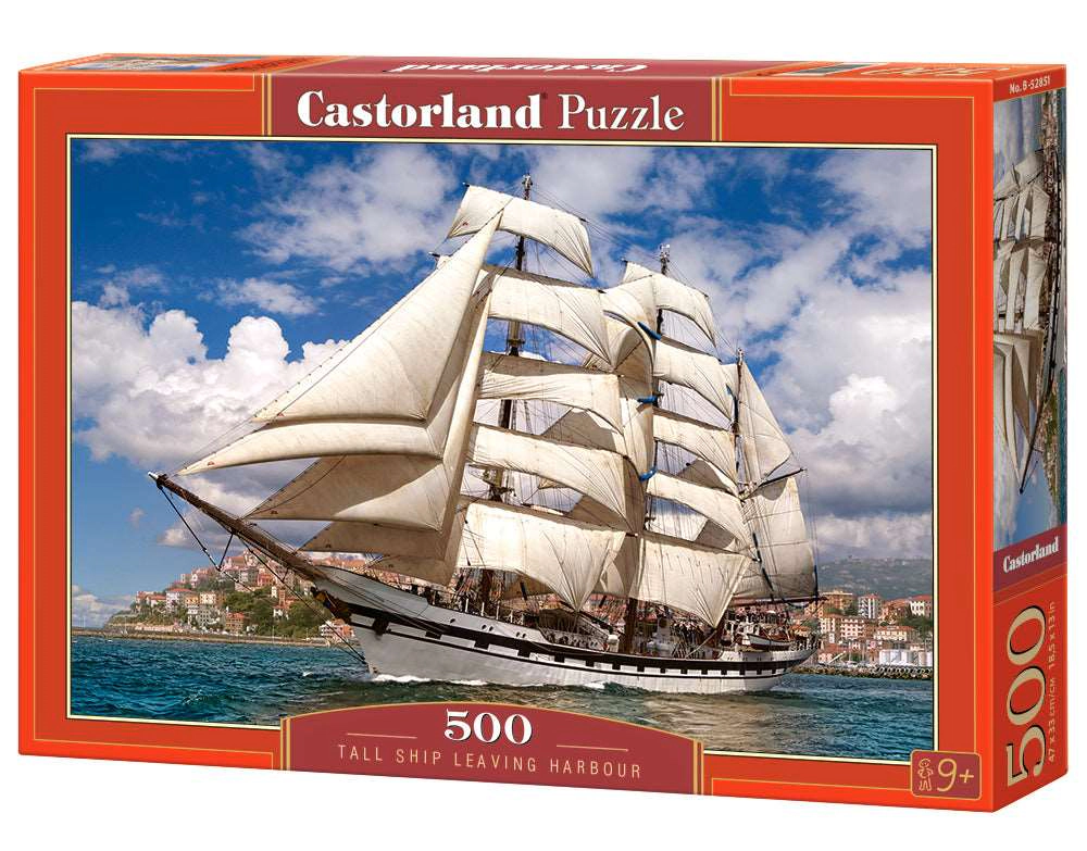 CASTORLAND 500 Piece Jigsaw Puzzle, Tall Ship Leaving Harbor, Cruise, Sailing Ship Puzzle, Ocean Puzzle, B-52851