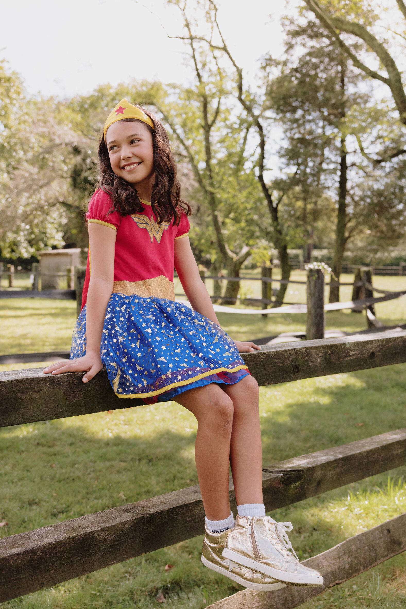 Warner Bros. Justice League Wonder Woman Girls' Costume Dress Cape and Headband Set