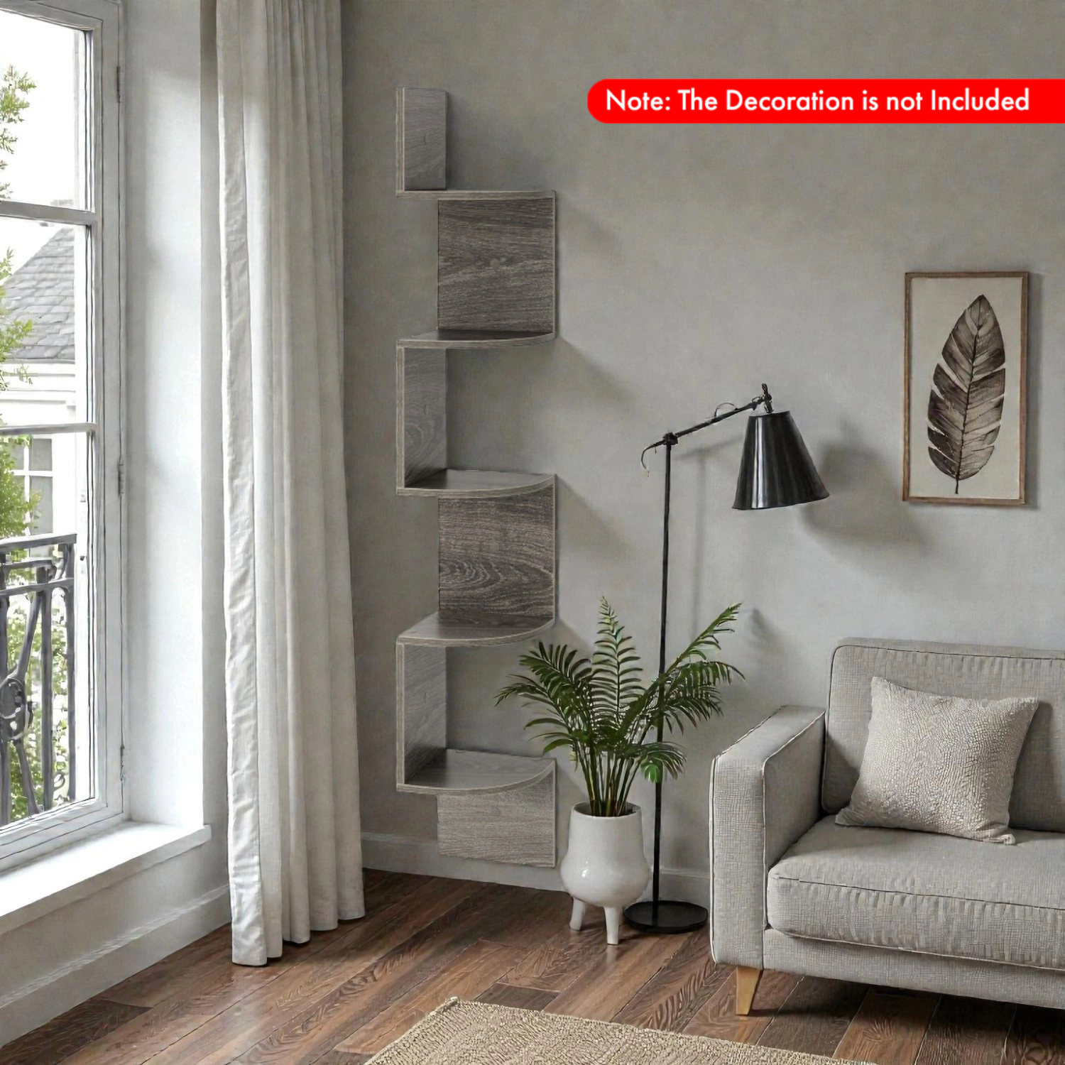 Hivvago Floating Corner Shelf with 5 Open Tiers and Wall-Mounted Design