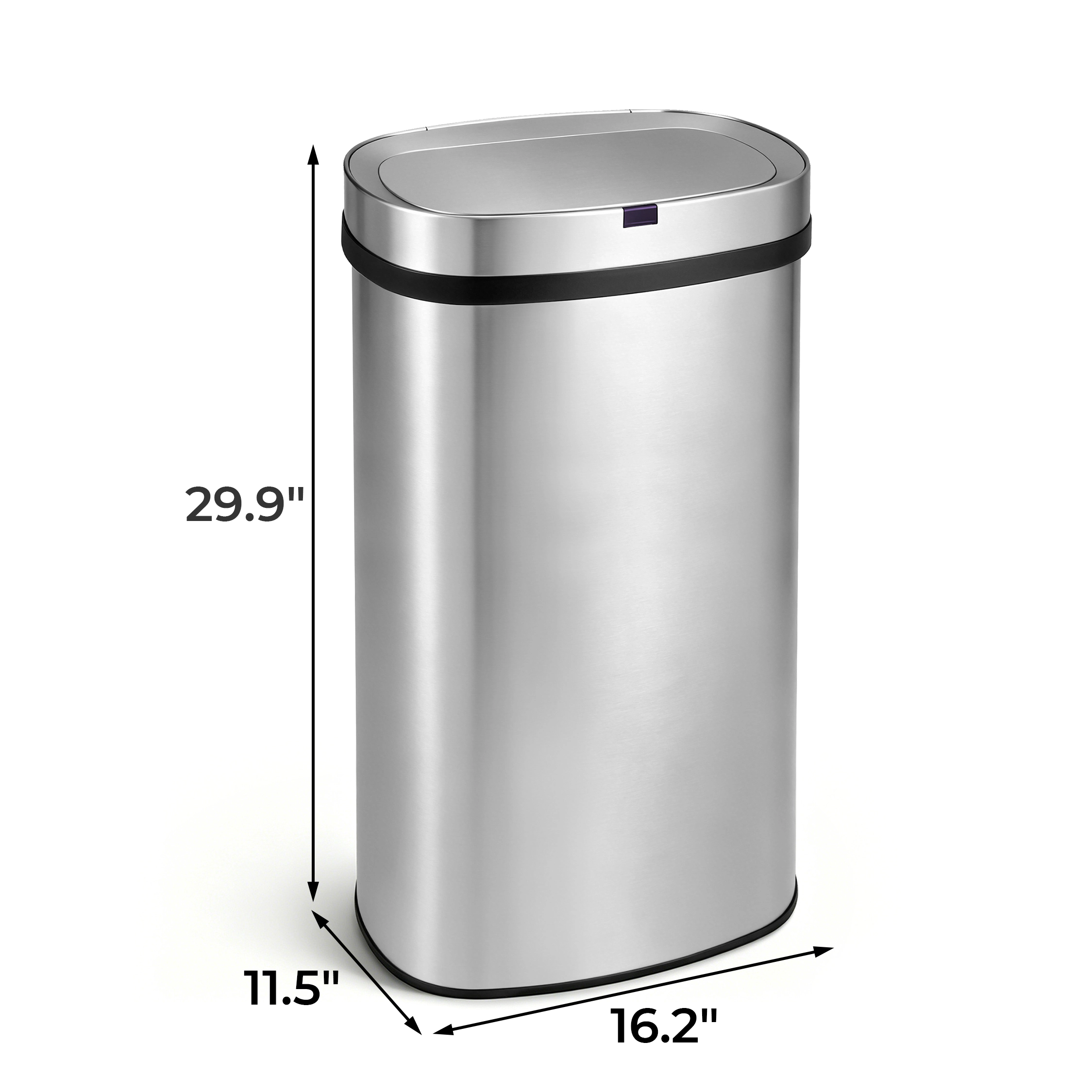 Innovaze 18 Gal. Touchless Motion Sensor Stainless Steel Kitchen Trash Can, Oval Design, Includes 26 Trash Bags, Silver