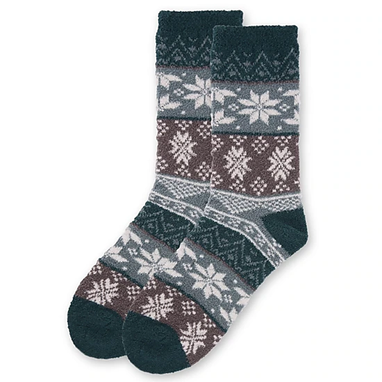 MeMoi Women's Snowflake Fairisle Super Soft Cozy Crew Socks