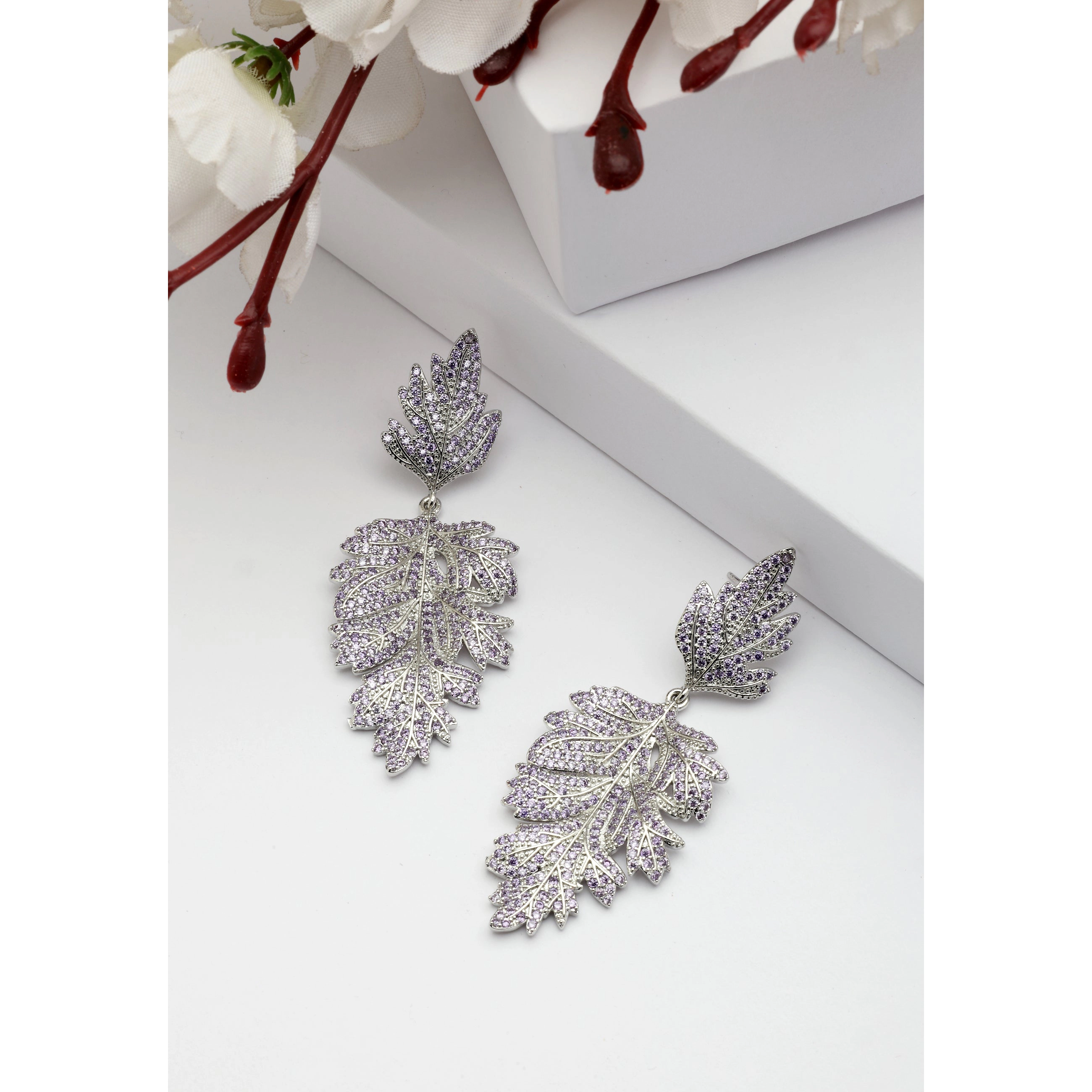 AGP PARIS Womens Diva Leaf Shaped Drop Earrings