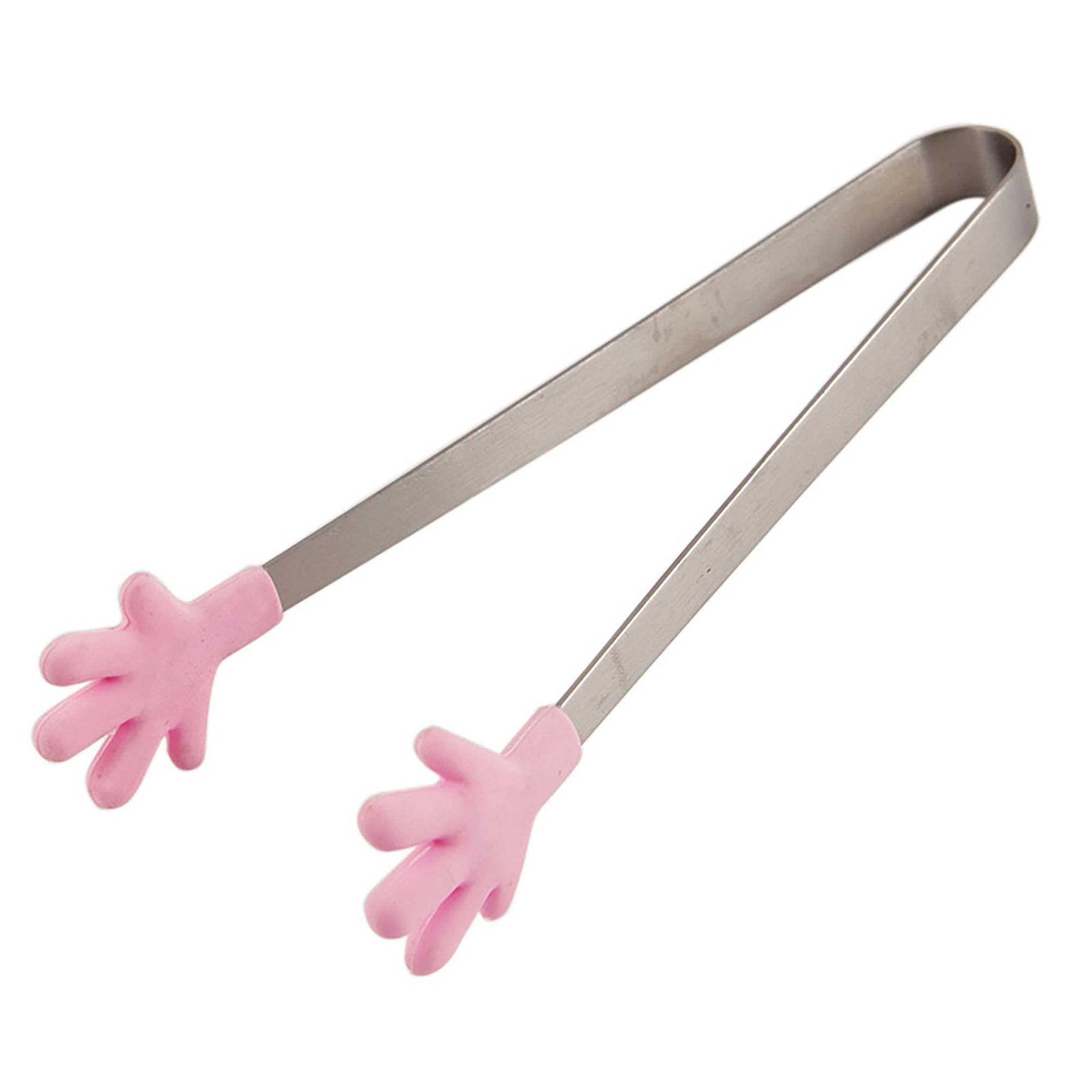 Alilang Women Stainless Steel Kitchen Tongs with Hand Shape Silicone Tips Serving Utensil Set 3 Piece