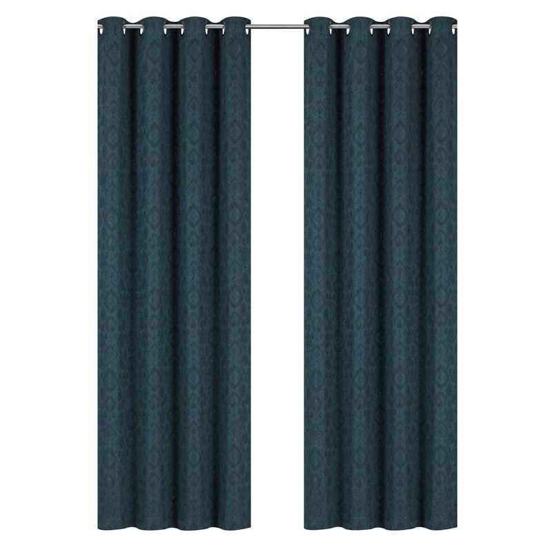 Kate Aurora Regency Collection Raised Jacquard Damask Grommet Top Curtains