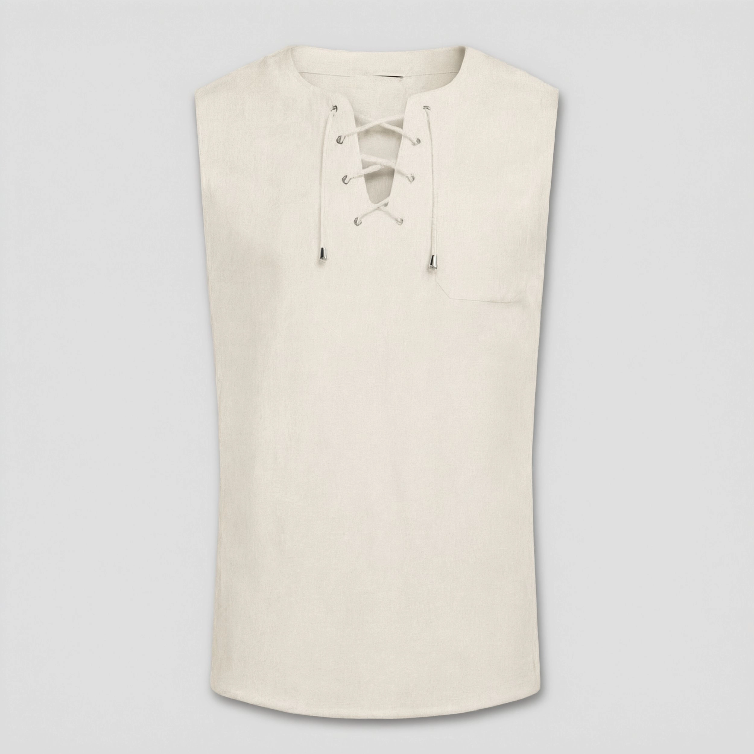 COOFANDY Men's Regular Fit Lace-Up Henley Neck Sleeveless Tank Top