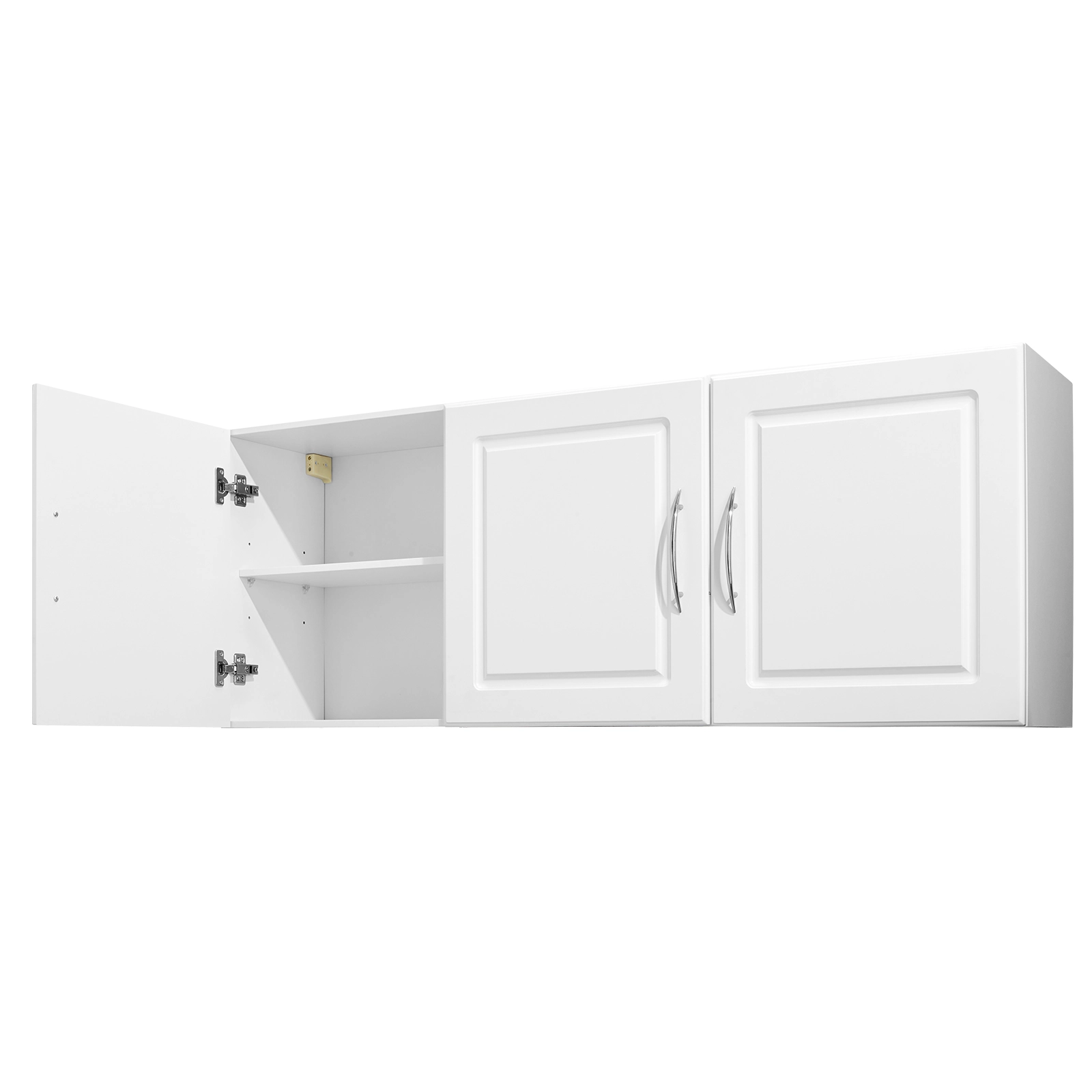 HONGGE Wall Mounted Laundry Room Cabinet, 3 Doors, 2 Adjustable Shelves, 54 Inch Wide, White