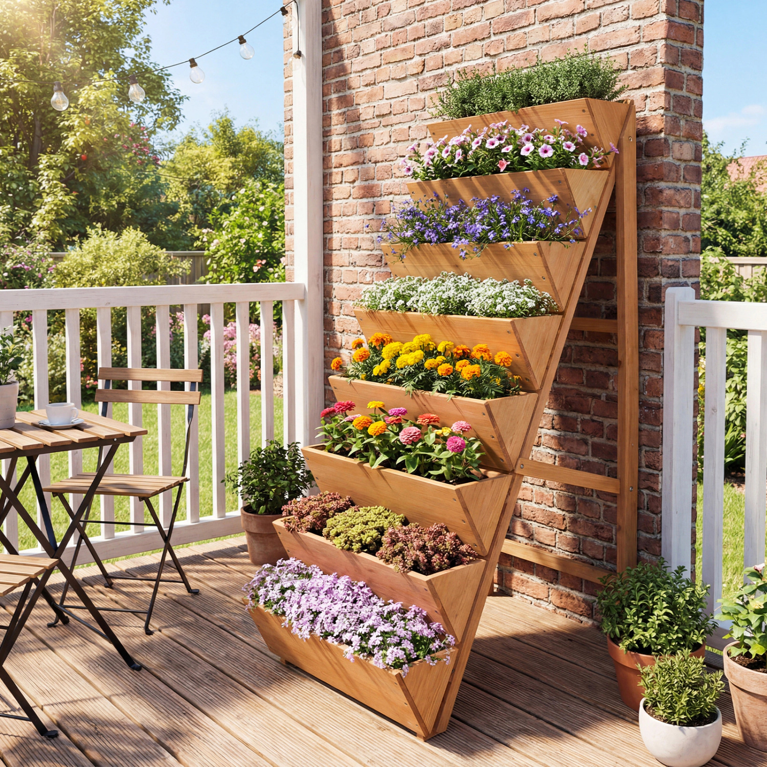 LJG 8-tier Vertical Raised Garden Bed Wood Elevated Planter Box with Legs
