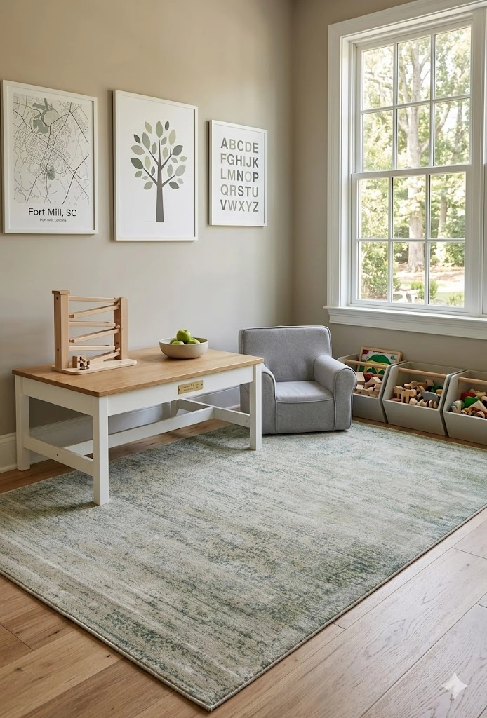 Magic Rugs Distressed Green Floral 4X6 Hand-Loomed Modern Rug