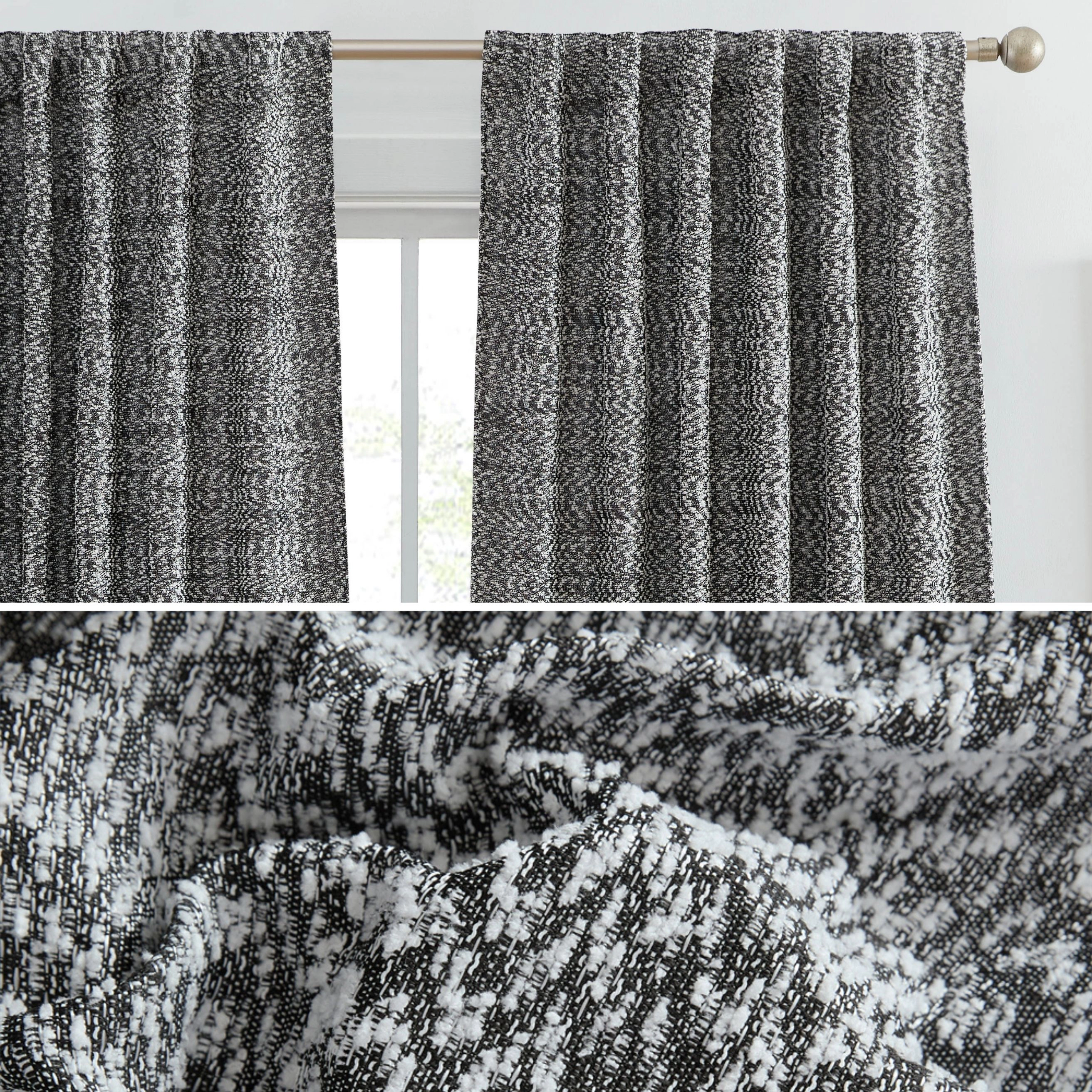 HLC.ME Easton Jacquard Slub Texture - Privacy Curtains Back Tab Rod Pocket Lightweight Window Panels , Set of 2
