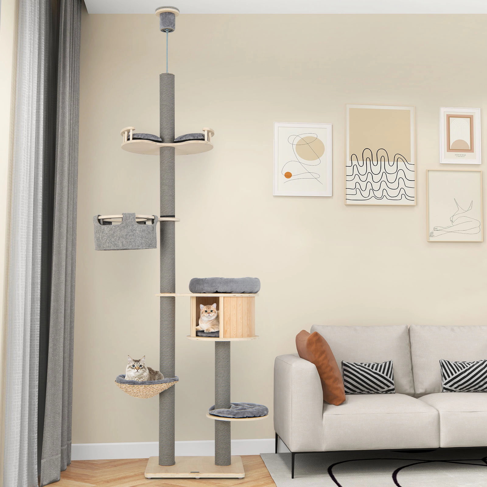 SlickBlue Adjustable 6-Tier Floor-to-Ceiling Cat Tree Tower