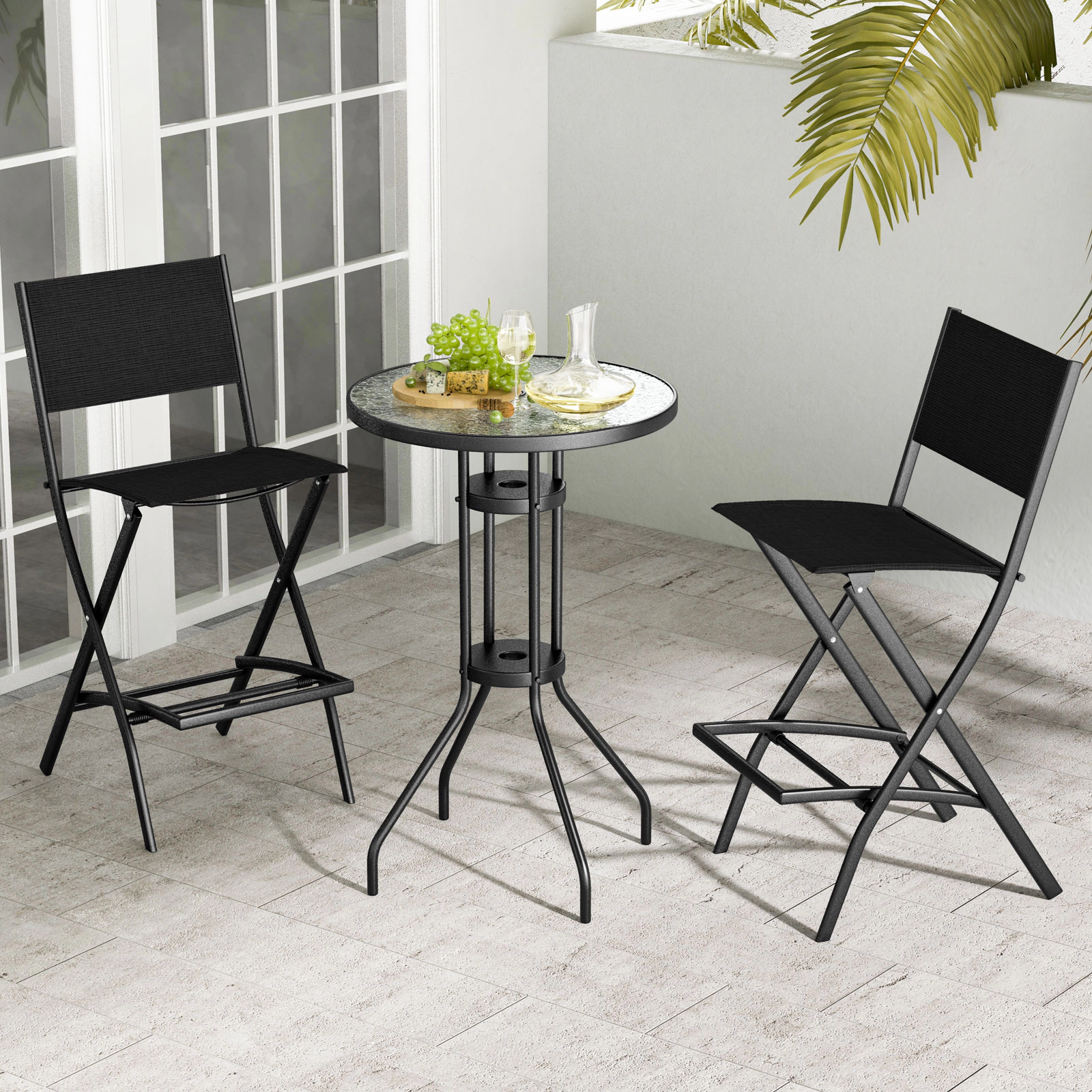 SUGIFT Set of 4 Folding Bar Stools, 330-Lb Capacity, 28-In Seat Height, Black