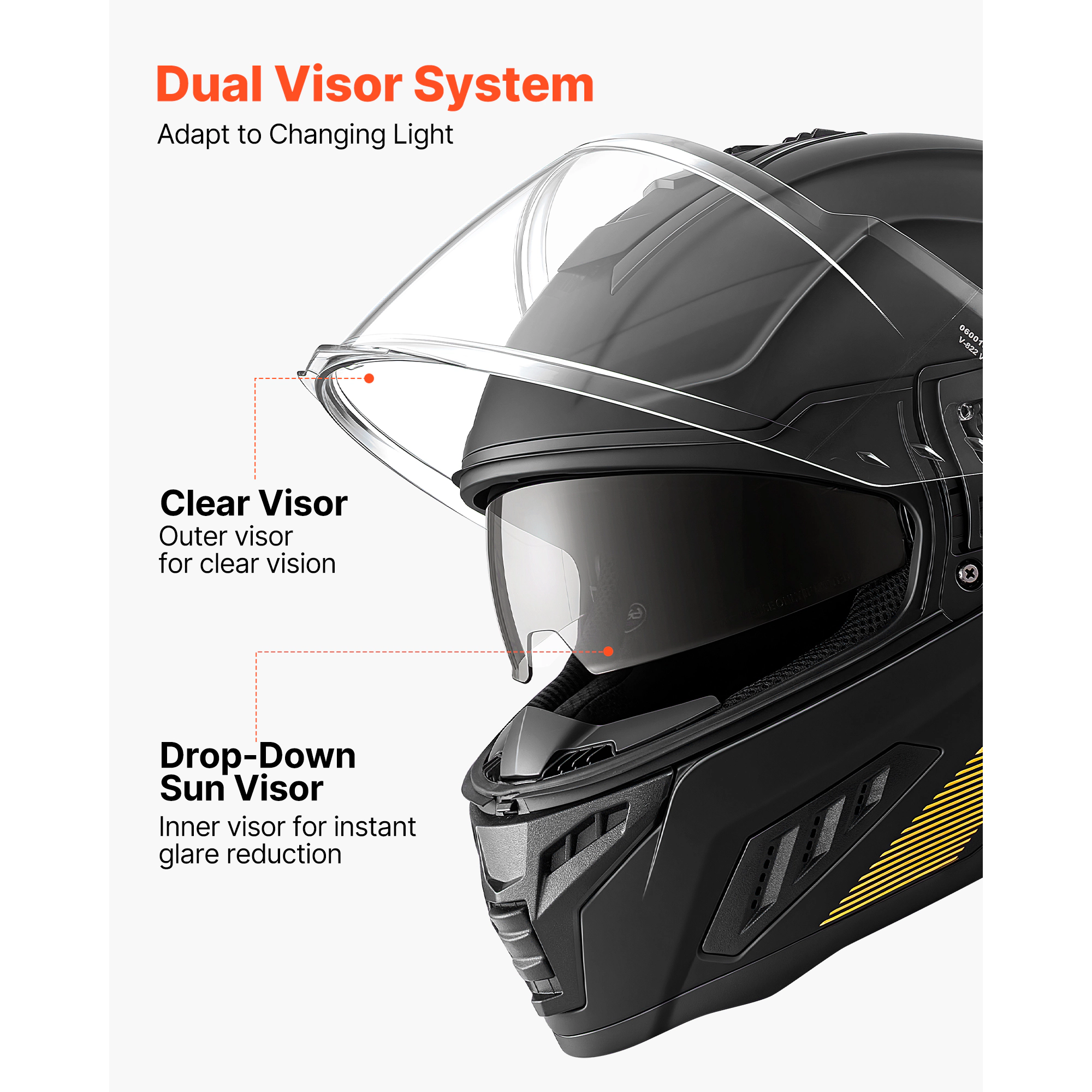 HONGGE Full Face Motorcycle Helmets, Dual-Visor Motorcycle Street Bike Helmet