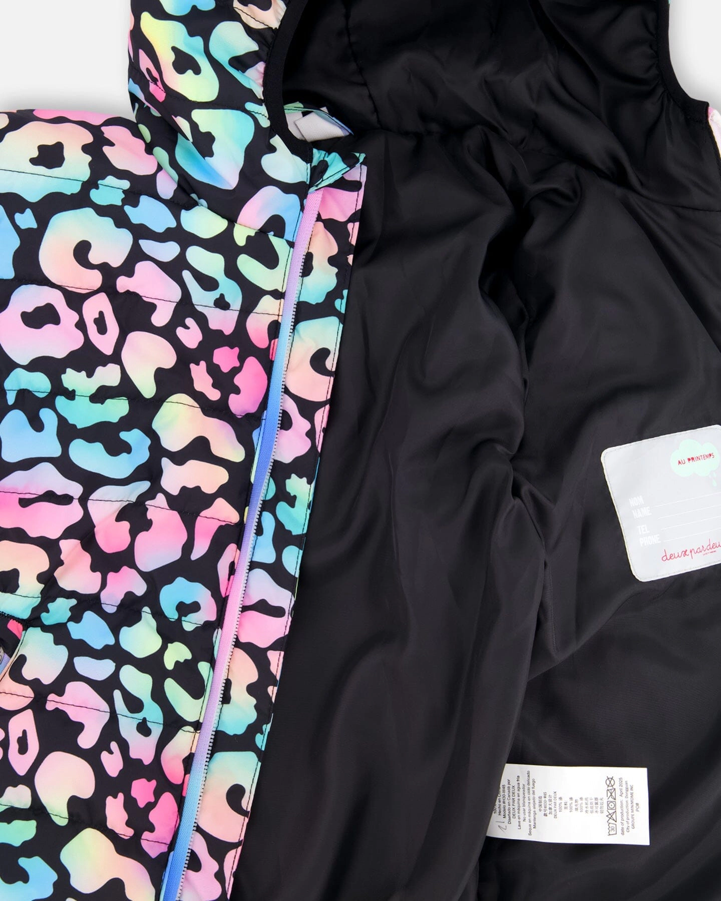 Deux par Girls Quilted Mid-Season Jacket Animal Print