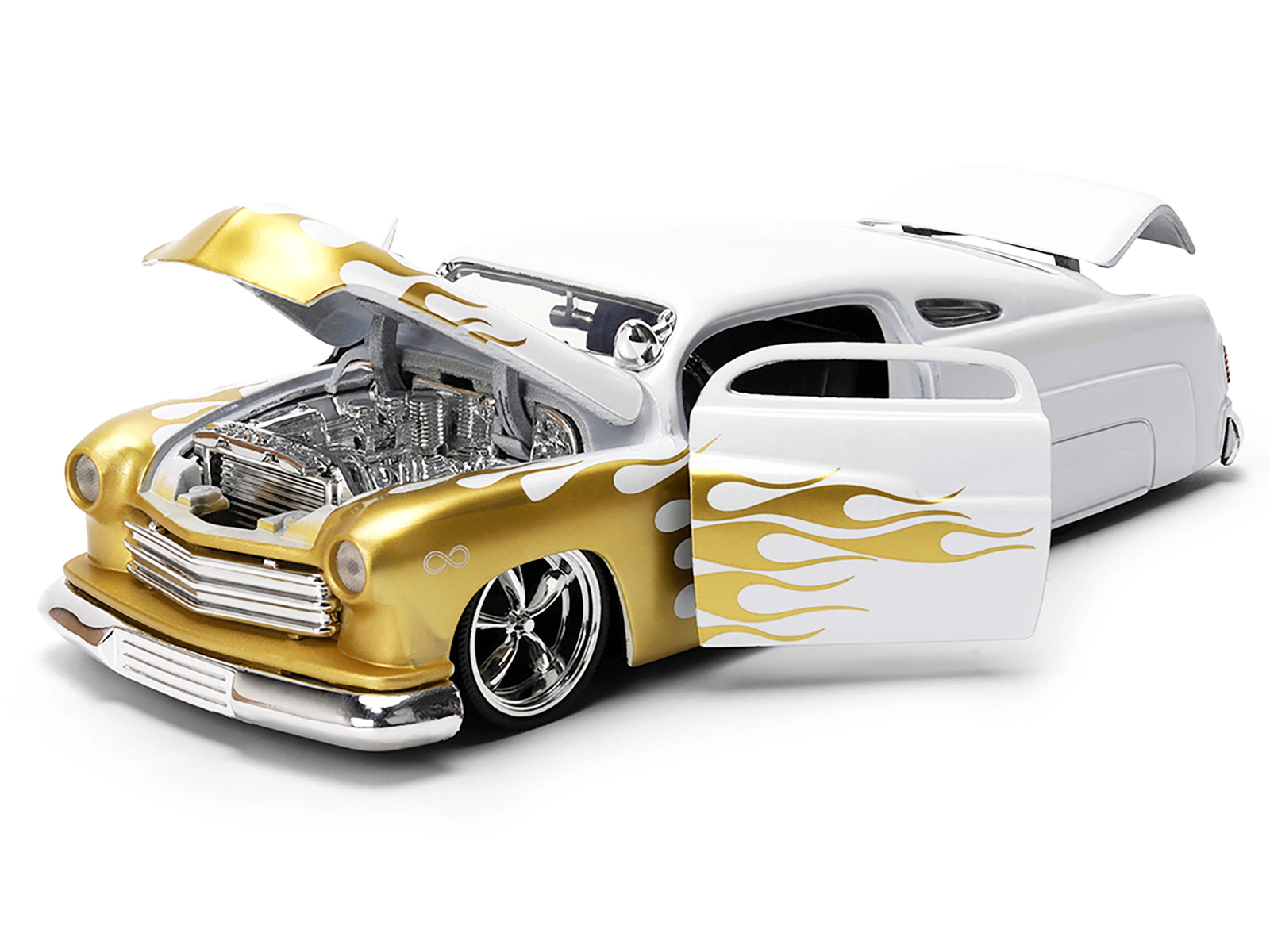 Jada 1951 Mercury Coupe White with Gold Flames "Bigtime Muscle" Series 1/24 Diecast Model Car by Jada