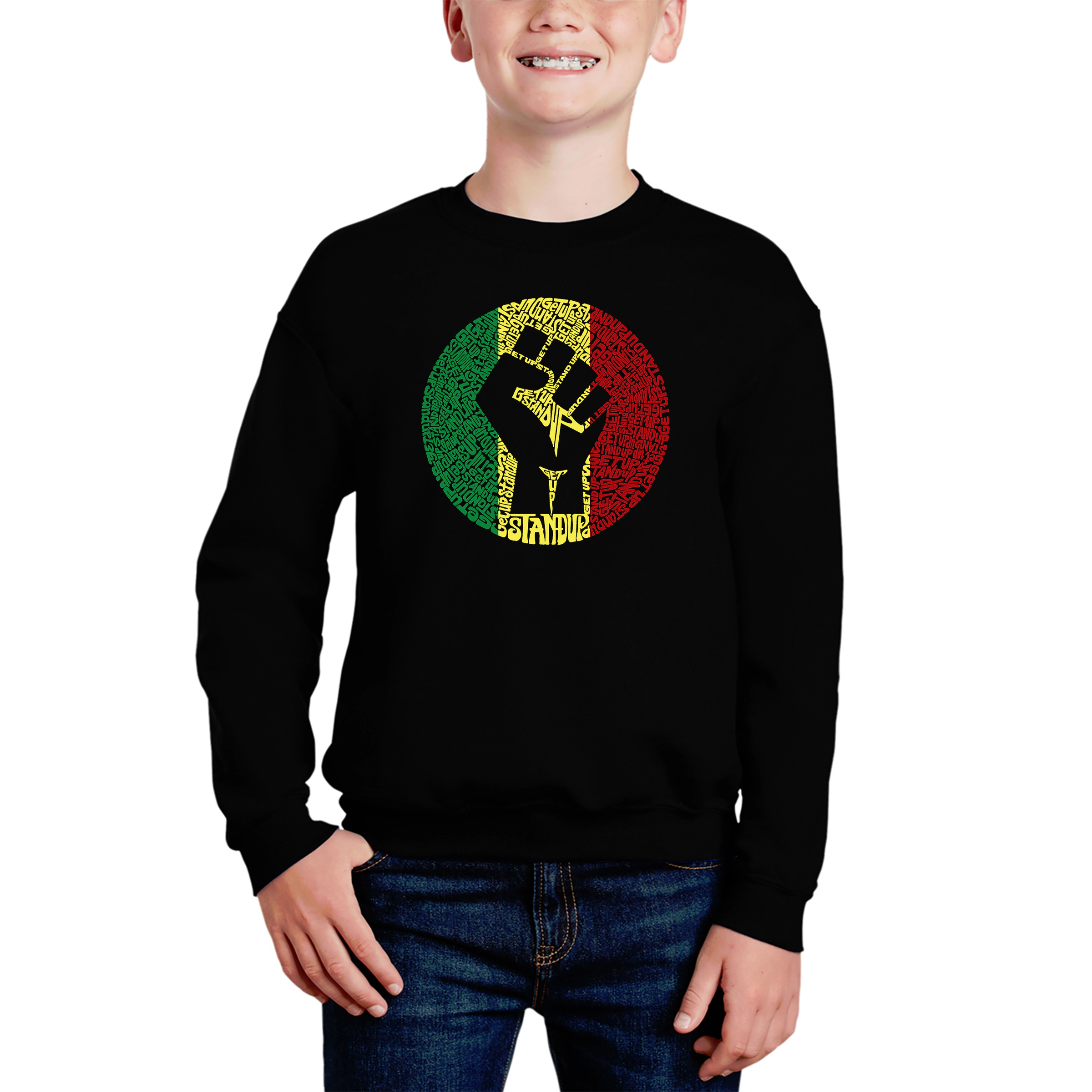 LA Pop Art Boy's Word Sweatshirt - Get Up Stand