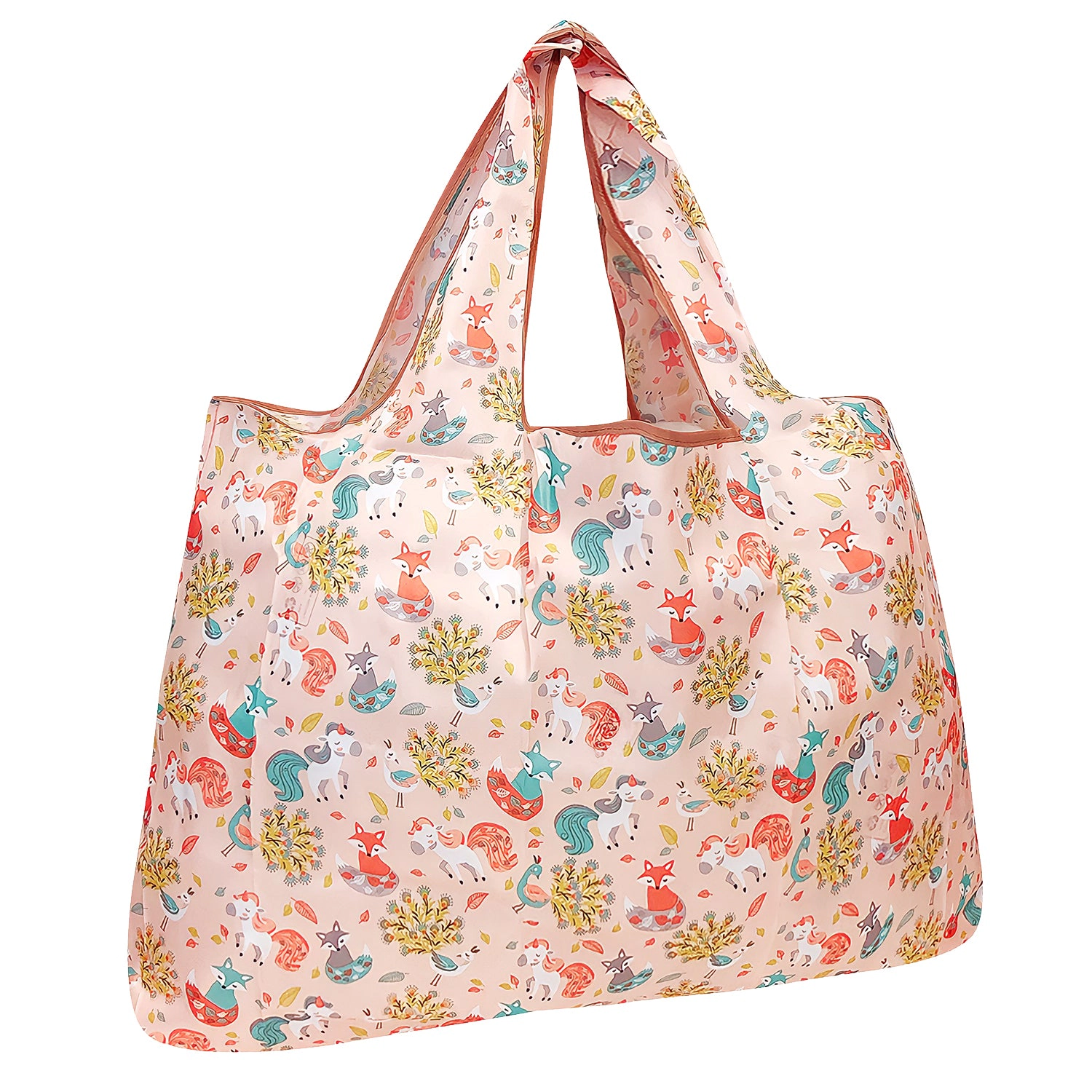 Wrapables Large Nylon Reusable Shopping Bag for Groceries, Fantastic Creatures
