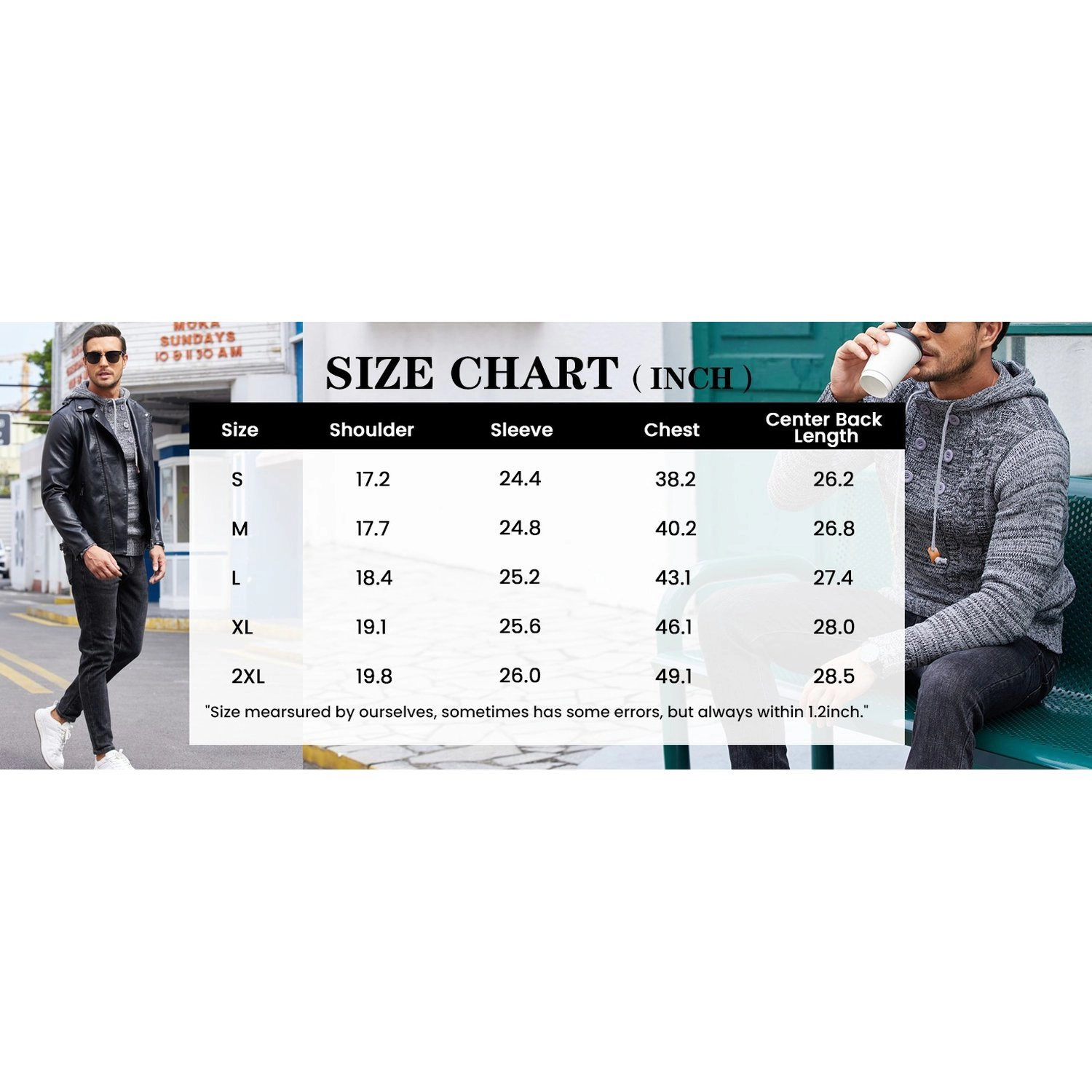 COOFANDY Mens Casual Long Sleeve Hooded Sweater Fall Button Up Cable Knit Pullover