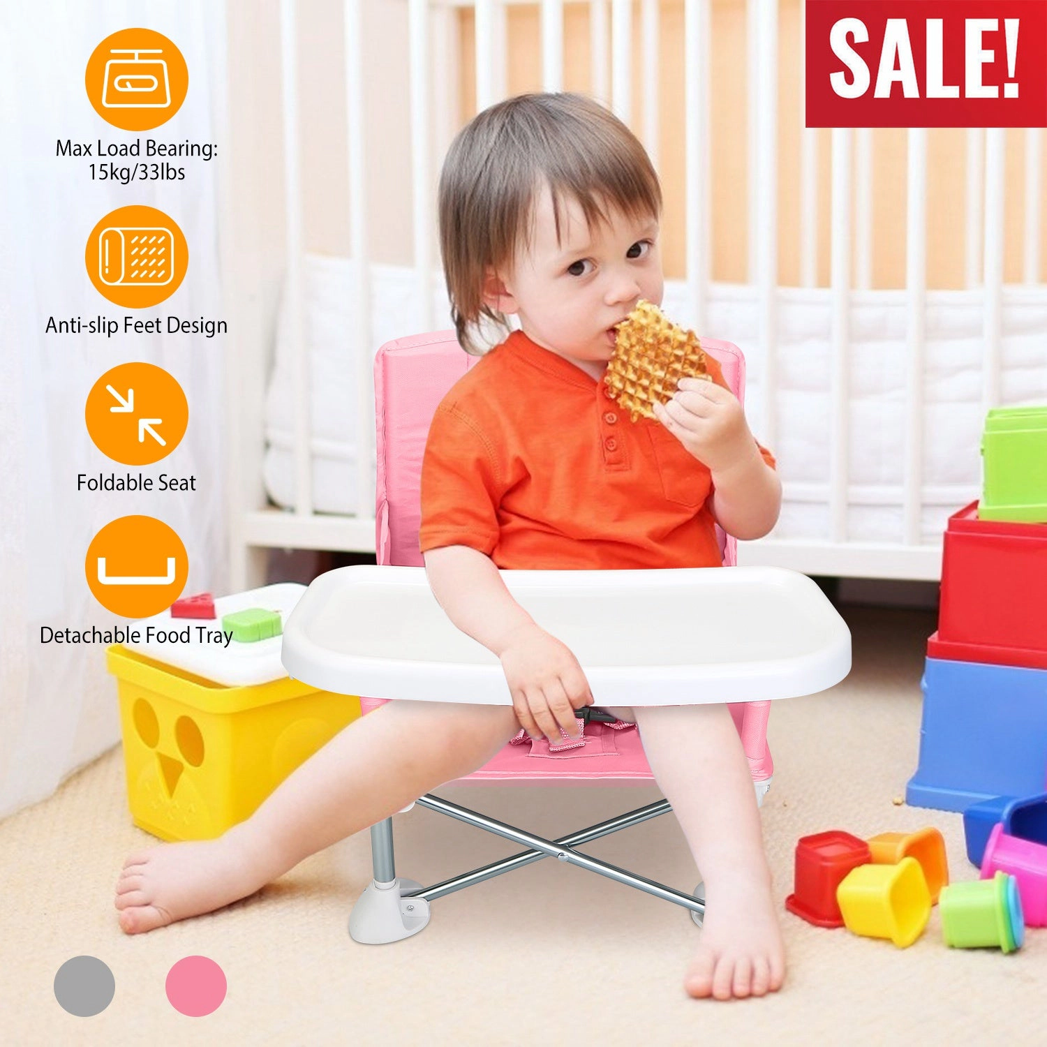 GBruno Kids' Kids' Foldable Travel Booster Seat With Tray