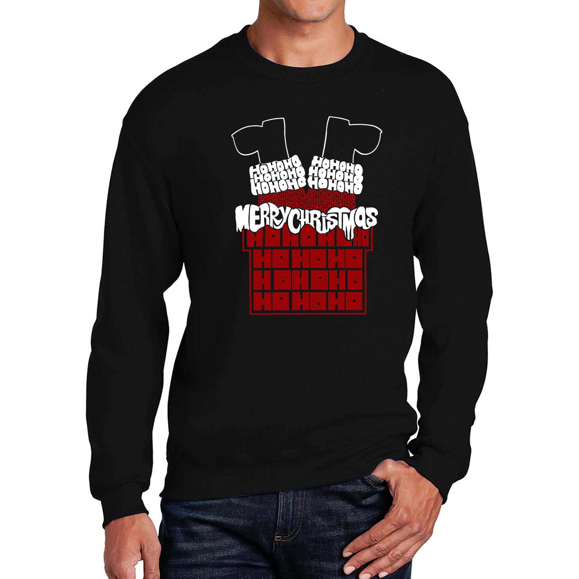 LA Pop Art Chimney Santa - Men's Word Crew Sweatshirt