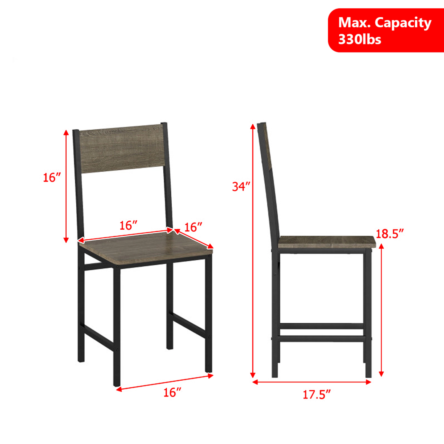 Hivvago Modern Dining Chairs for 4 with Metal Base and Tilted Back Design