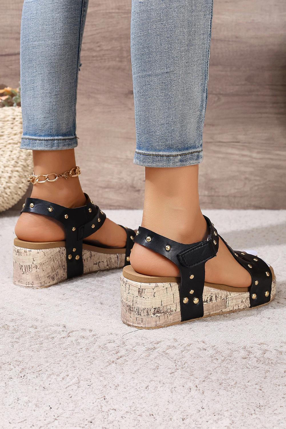 Threaded Pear Women's Arleth Out Leather Wedge Sandals