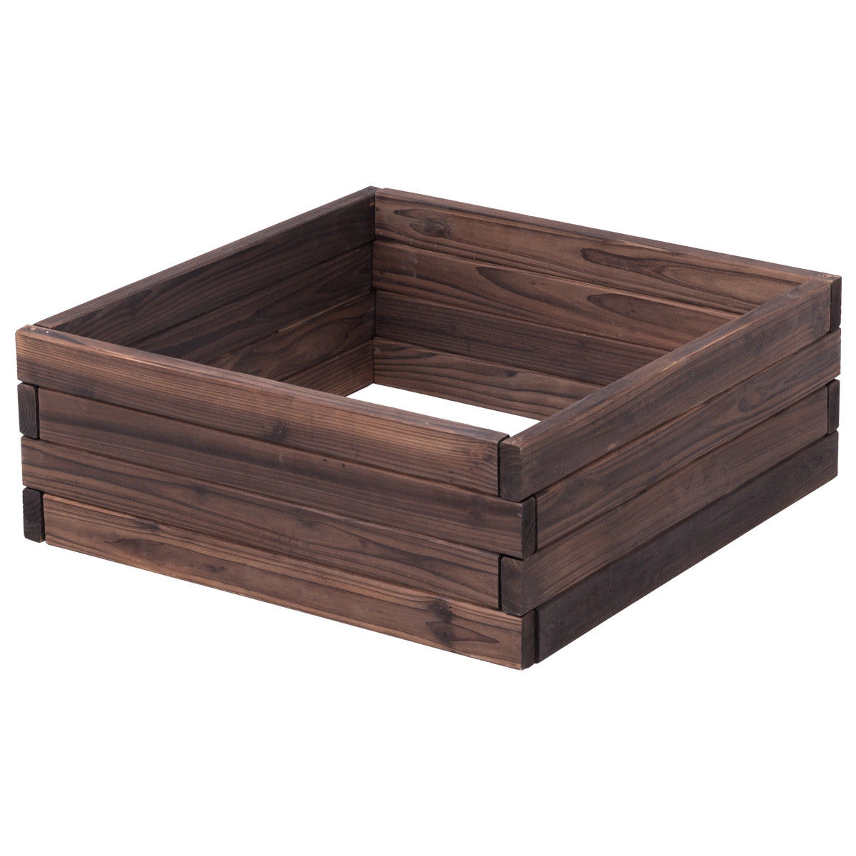 SUGIFT Square Fir Wood Raised Garden Bed Planter 9-in Tall Brown