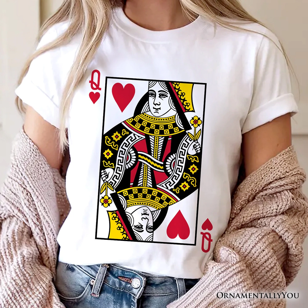 OrnamentallyYou Womens Queen Of Hearts Card Valentine T-Shirt