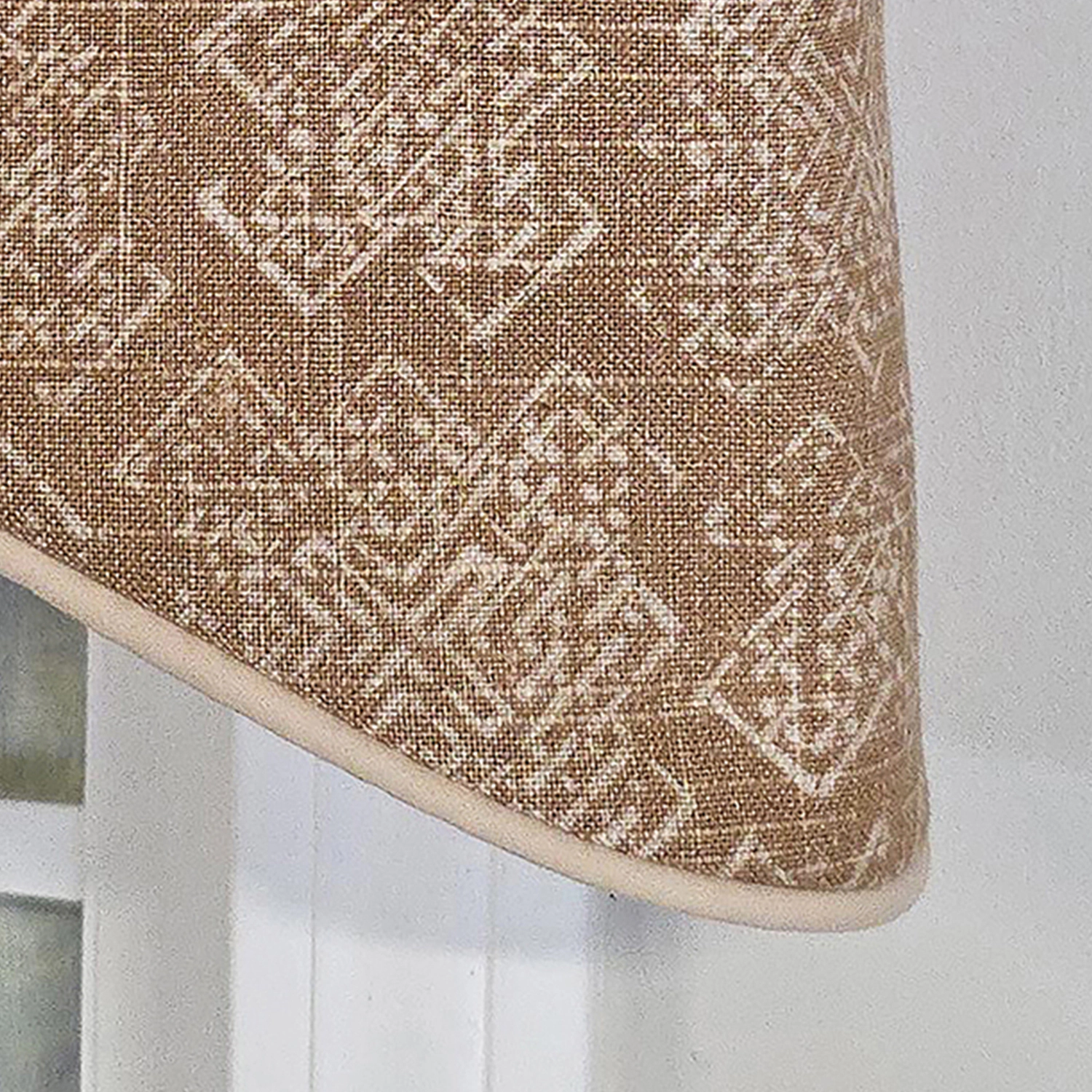 RLF Home Derek Cornice 100% Cotton Rod Pocket Lined  Window Valance 50" x 17" Brown