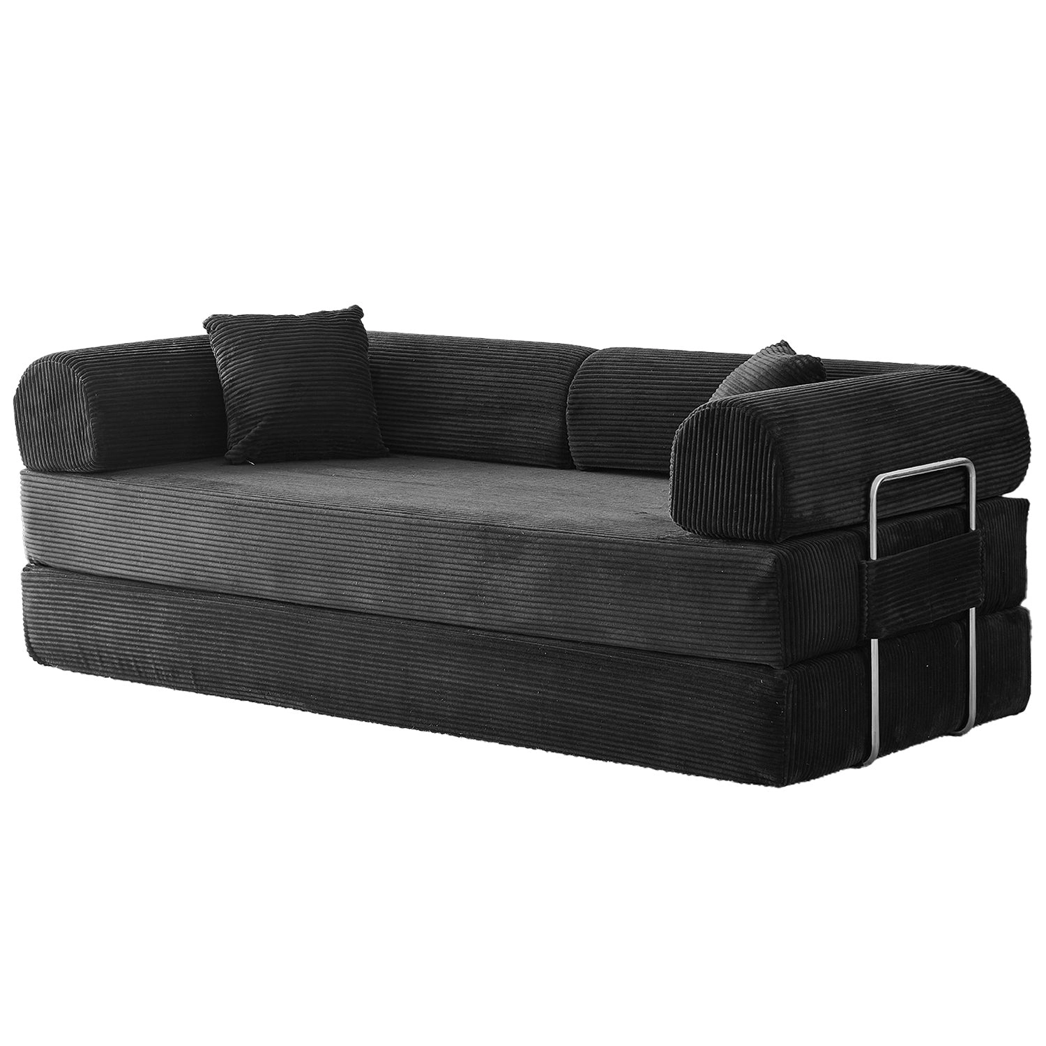 GBruno 3-Seat Convertible Corduroy Floor Sofa Bed
