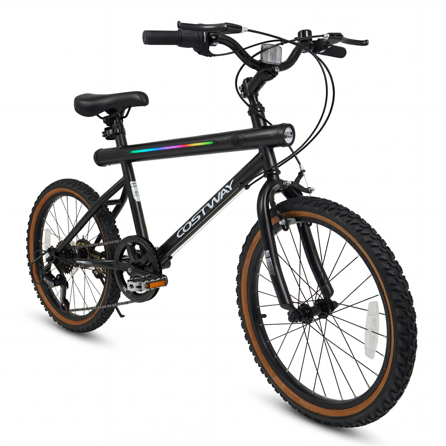 LJG 20 Inch LED-Lit Cycling Bike with 2 Speakers and Ambient Lights for Men Women