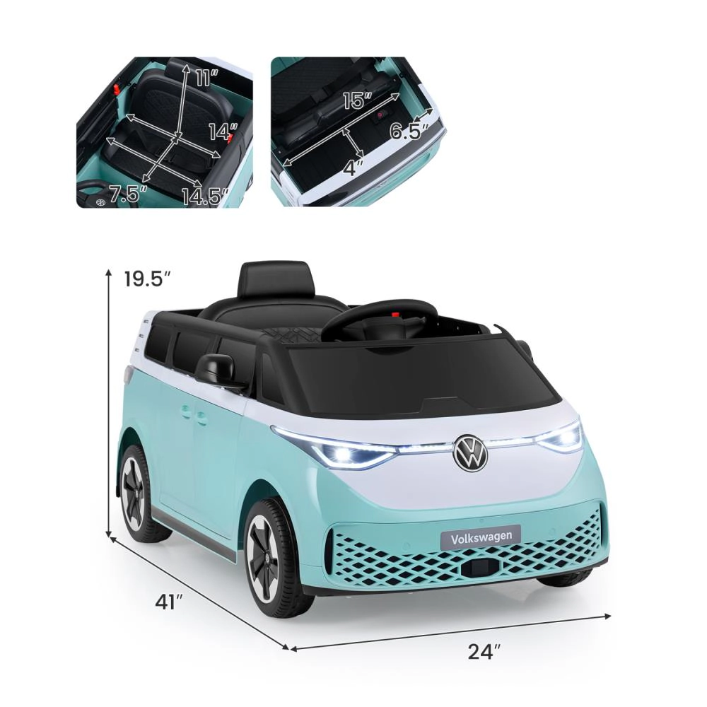 Hivvago 12V Kids Electric Car Bus with Music and LED Headlights Licensed Volkswagen