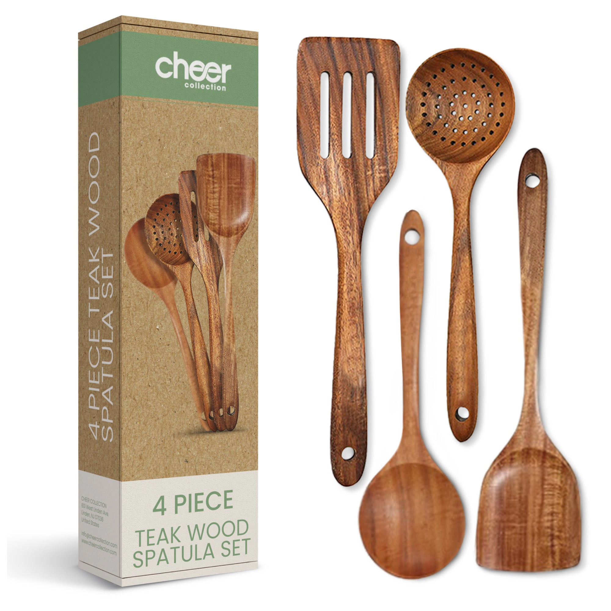 Cheer Collection 4-Piece Teak Wood Spatula Set
