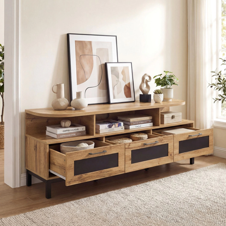 Hivvago Entertainment Center With 3 Storage Drawers And Open Shelves